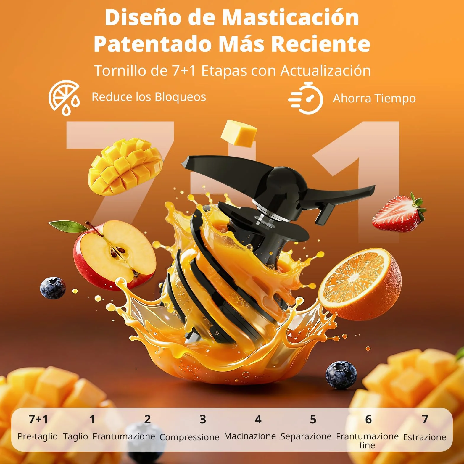 AIRMSEN Extractor de Zumos y Verduras 147MM Apertura Extractor, Capacidad de 2,1 L, Extractor de Jugo Prensado en Frío, Motor de 300 W, Licuadora Silenciosa y Eficiente, Fácil de Limpiar Negro