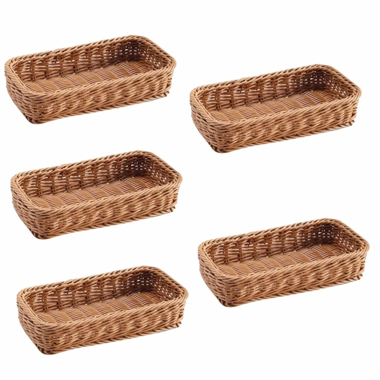 Cabilock Cesta De Almacenamiento De Cubiertos De 5 Piezas Utensilios Para Servir Cestas De Almacenamiento De Cubiertos Vajilla Cesta De Artículos Diversos Cesta De Frutas Tejida