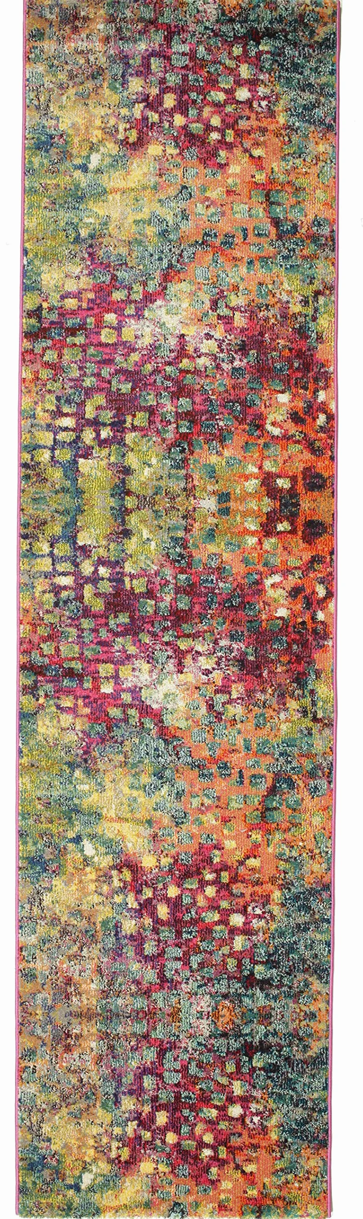 RugVista Davina, Alfombra, Modernas, 80 x 300 cm, Rectangular, Pelo Medio, Sala de Estar, Comedor, Dormitorio, Cocina, Pasillo, Limpieza en seco, Multicolore
