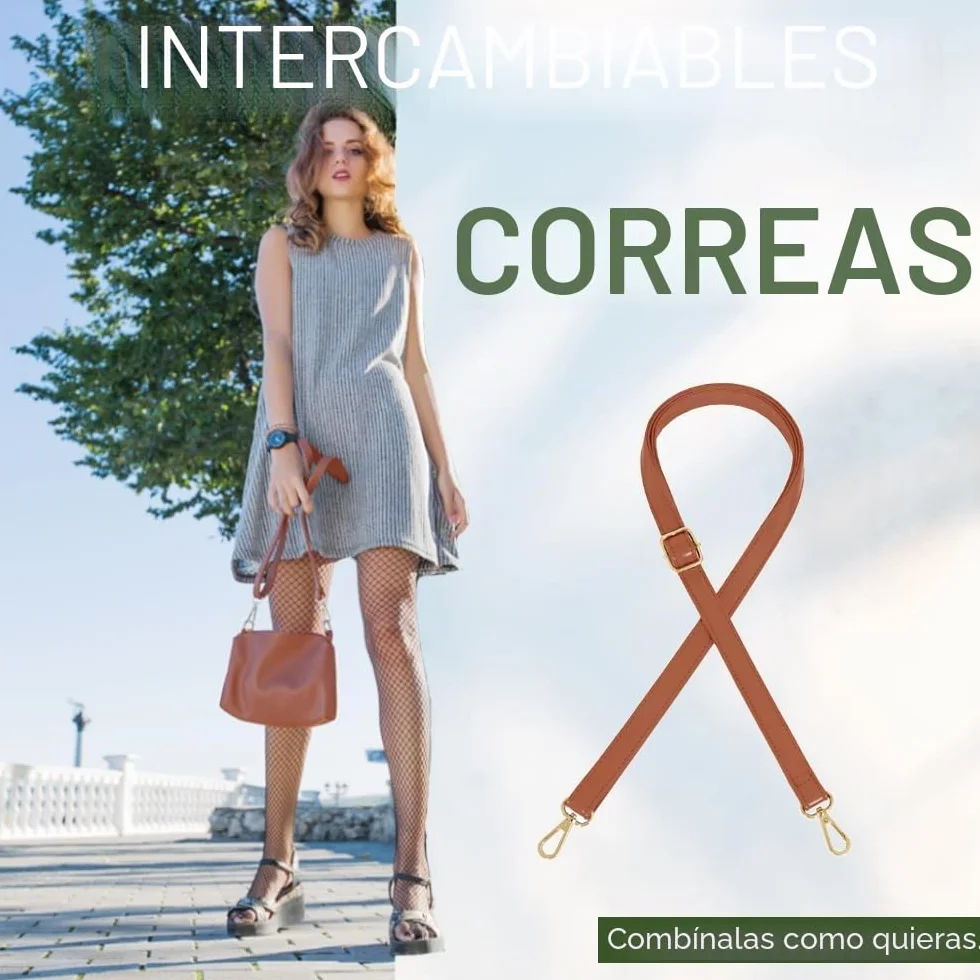 Correas de Hombro de Cuero Ajustables de 70-130cm para Bolso, Repuesto 60cm Marrón