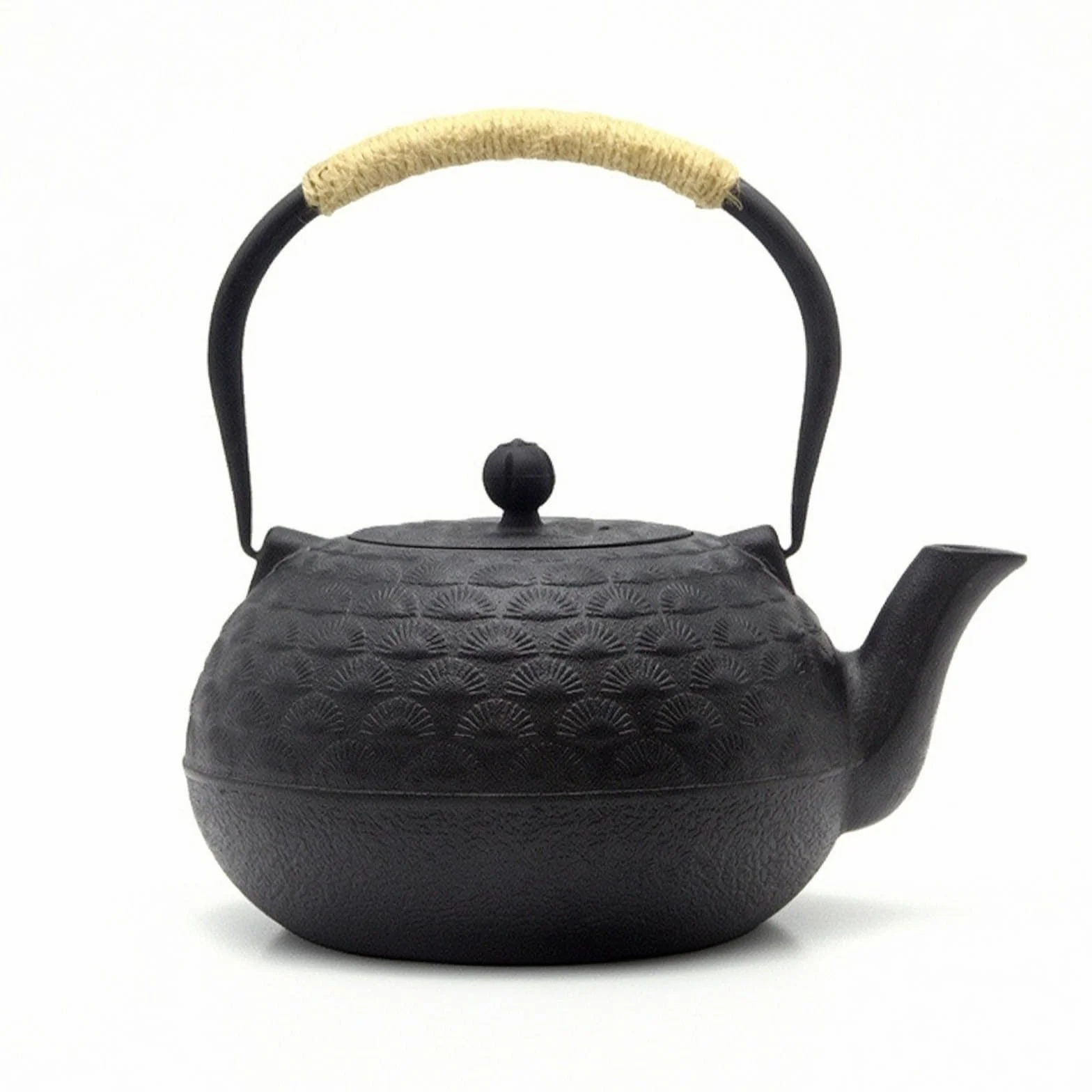 Tetera Hierro Fundido Térmica Tetera con Tapa Texturizada Vajilla para Aficionados Al Té Té, Invitados, Cocina, Array, Negro, Con Filtro, Con Cuerda De Cáñamo
