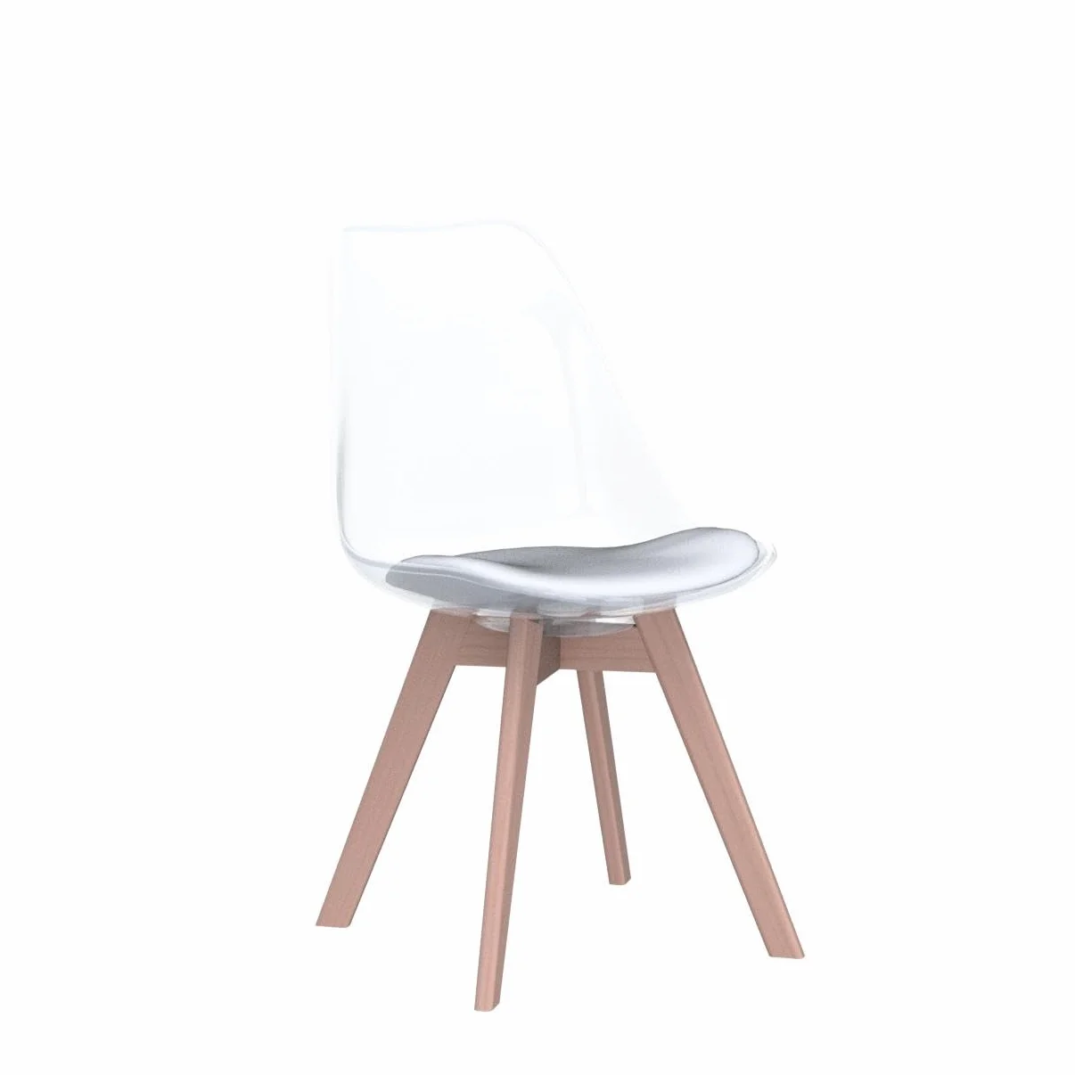 GrandCA HOME Transparente Sillas de Comedor Tapizadas en Tela,Nordicas Sillas Pack 4 para Cocina Comedor Dormitorio (Pack 4, Blanco/Cuero)