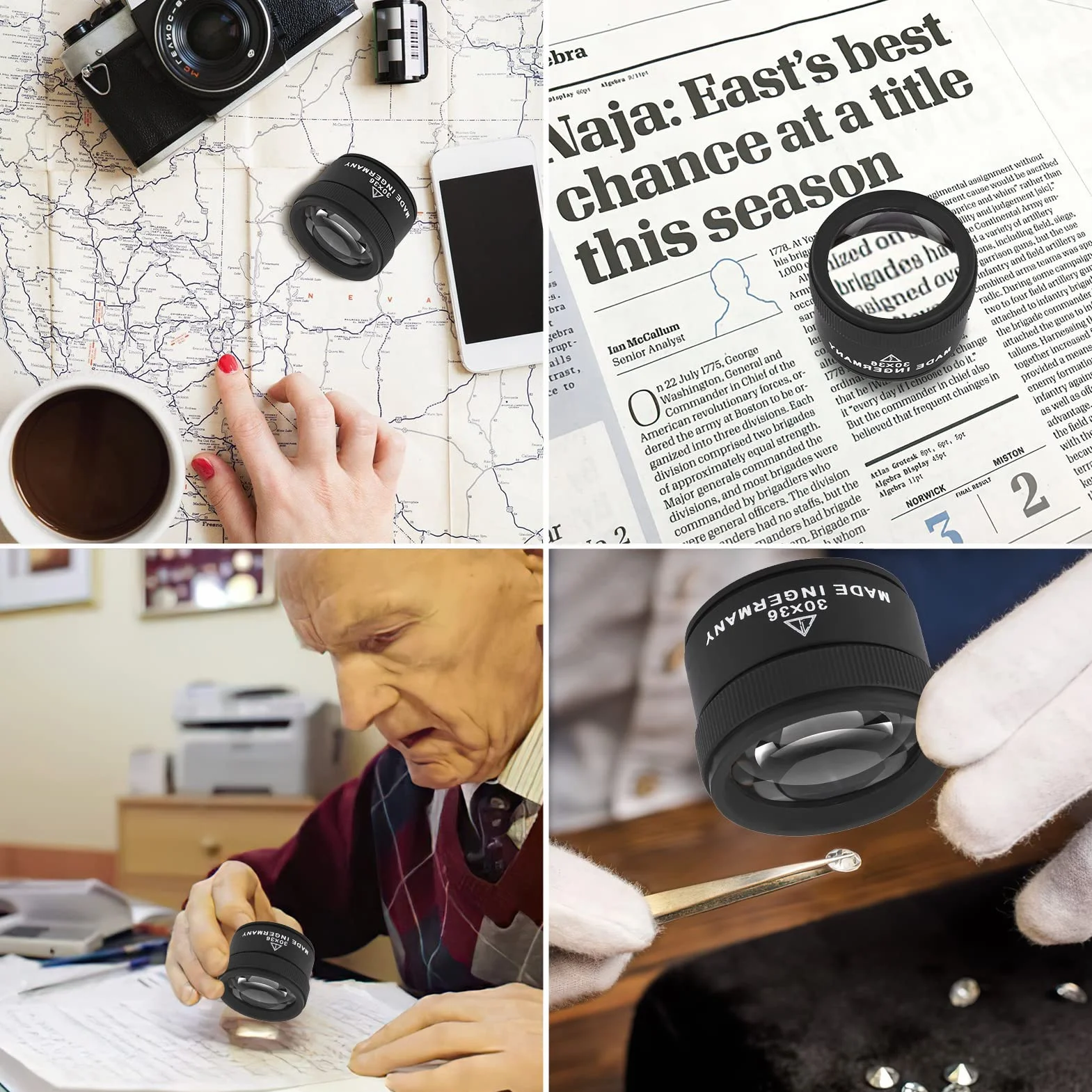 Lupa de Relojero, lupa de lupa de joyeros 30x Lente portátil Joyas Lupas Herramienta Lupa de ojo para joyería Monedas Gemas Sellos