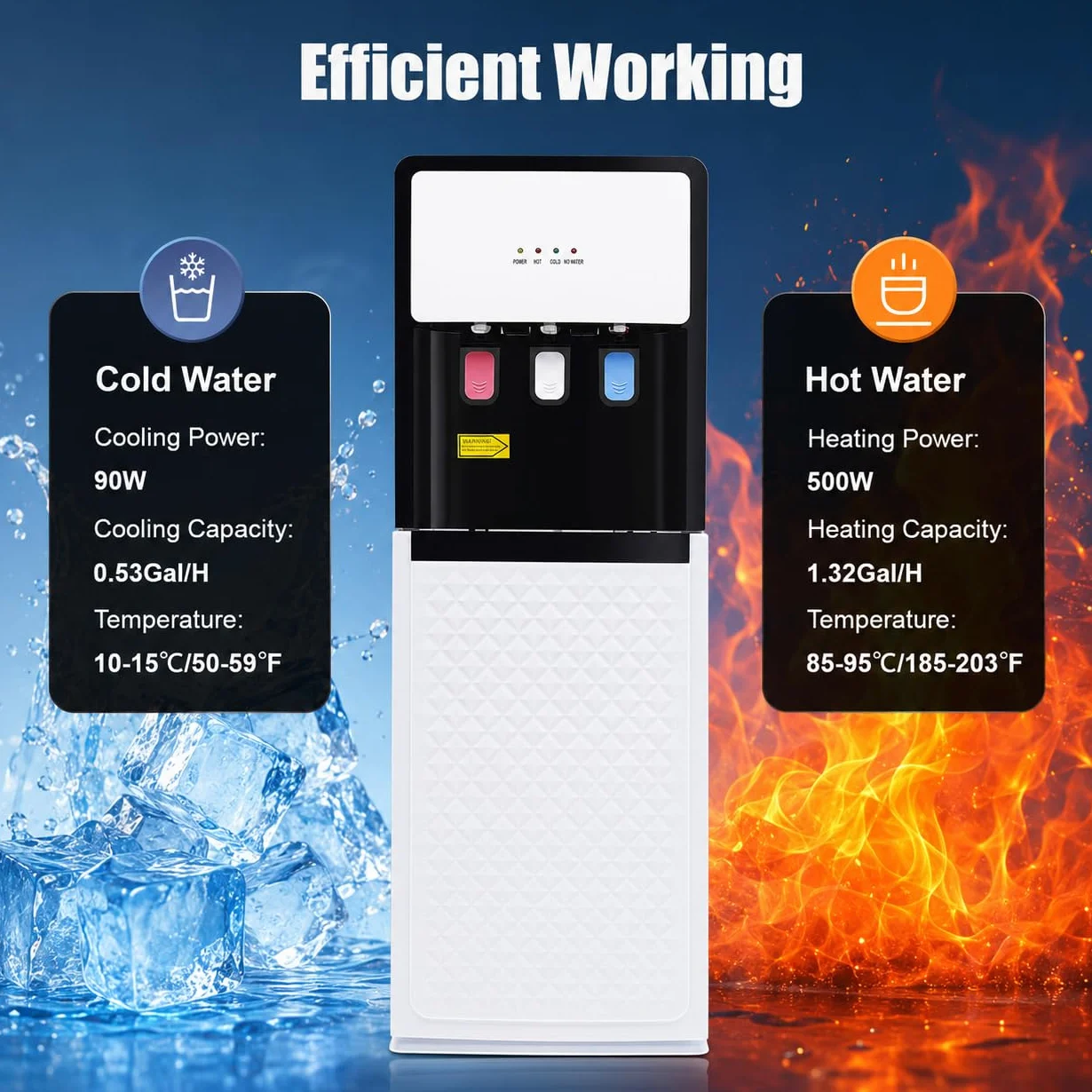 Fuente de agua fría y caliente, dispensador de carga inferior, oficina