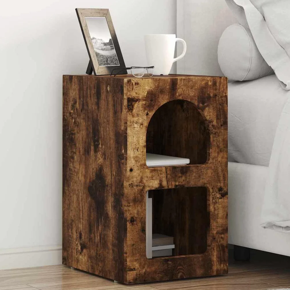 Mesita de noche moderna de madera de 29,5 x 35 x 50 cm con estantes para almacenamiento, diseño neutro para dormitorio, fácil limpieza y montaje