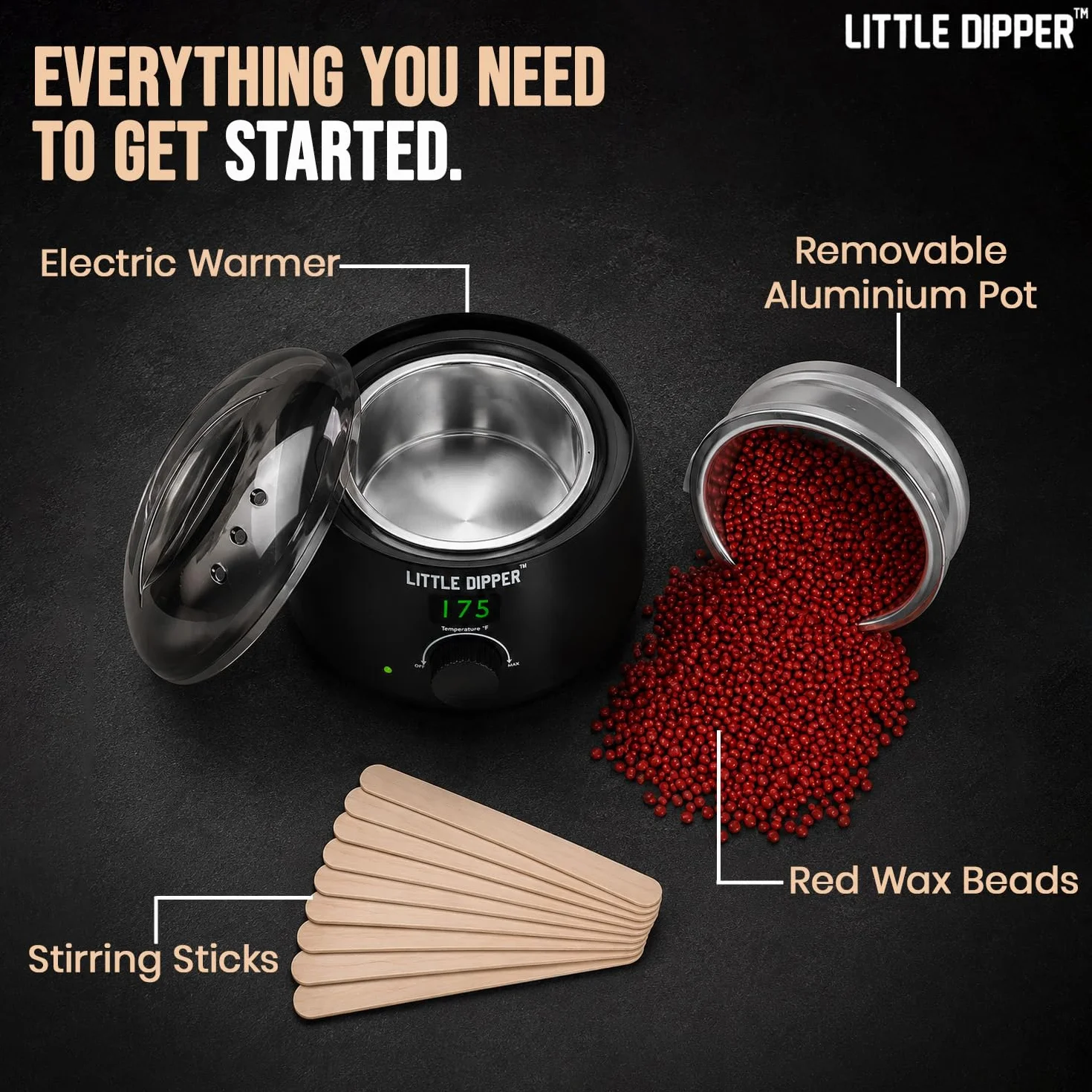 Little Dipper - Kit de cera para sellado de botellas, perfecto para hacer whisky, infusión de alcohol, elaboración de vino casero y embotellado de cerveza Incluye calentador de cera eléctrico,