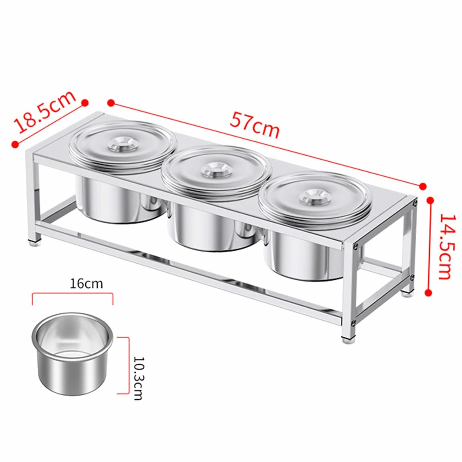Juego de especias comercial, estantes de acero inoxidable para condimentos con sartenes y tapas, dispensador de especias para condimentos, ensalada, mermelada, ingredientes, recipiente de alimentos