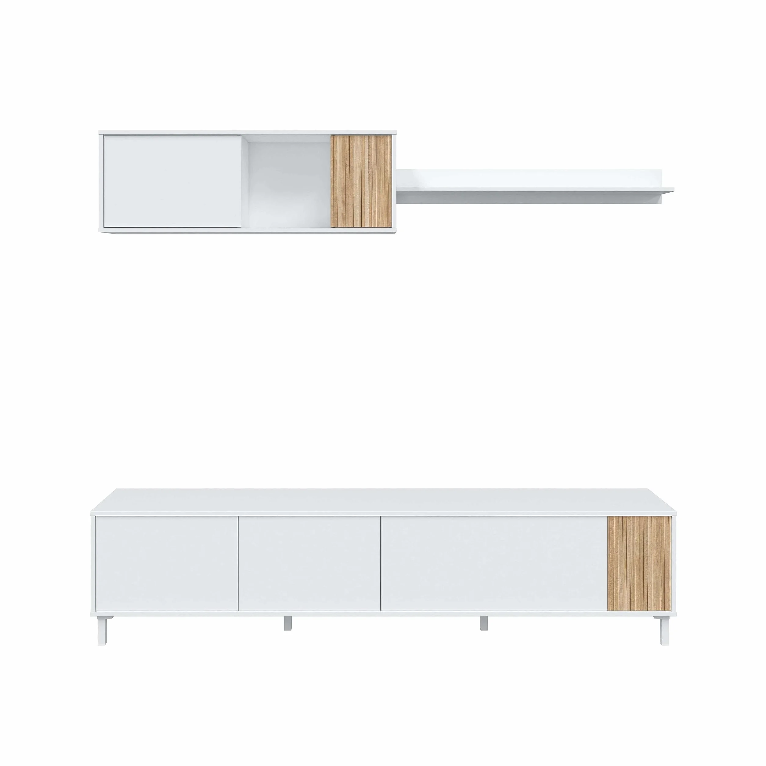Habitdesign Muebles De Salón Ethna Blanco Artik Y Natur Estilo Moderno para Comedor 200x40Cm