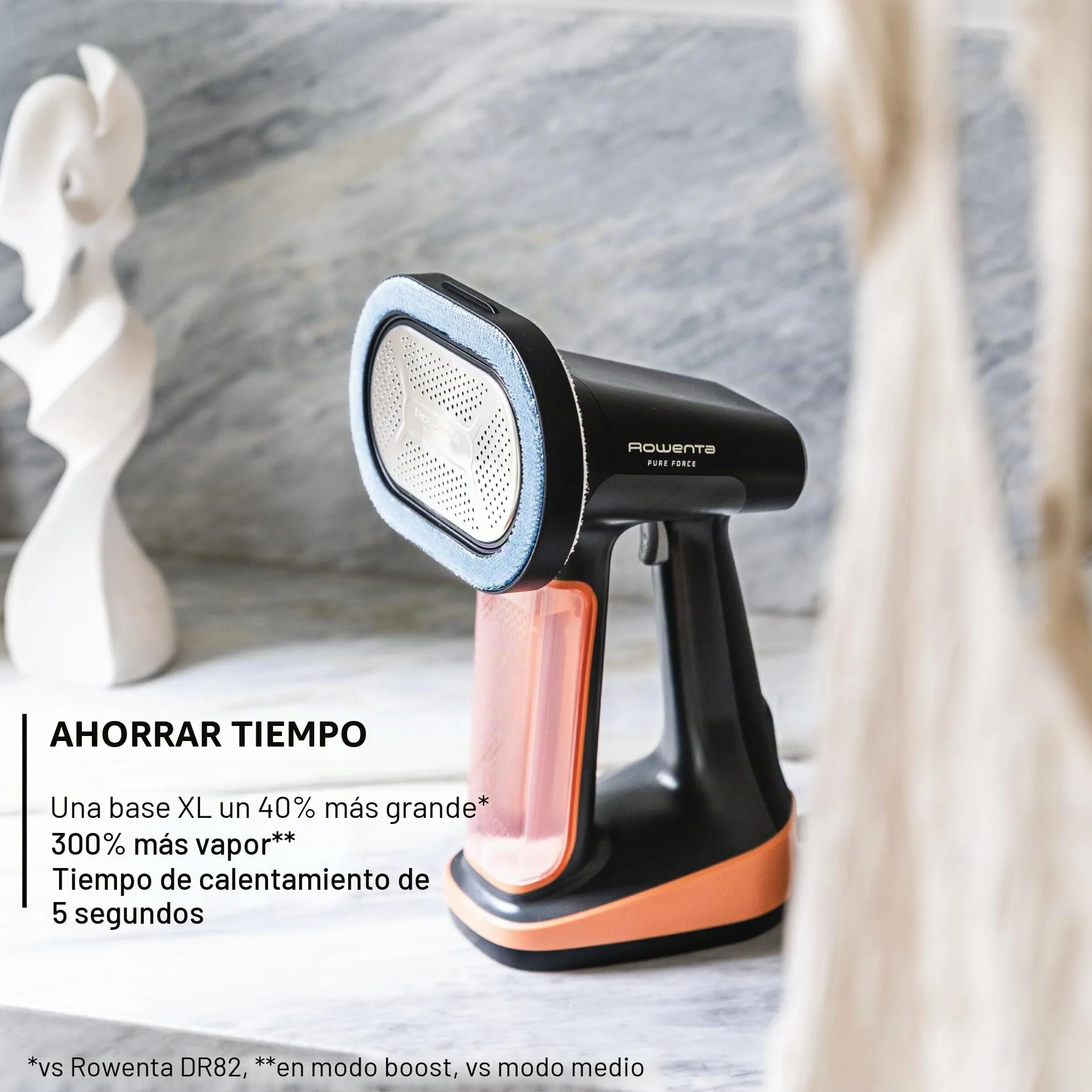 Rowenta, vaporizador de ropa, Pure Force 3 en 1, capacidad de 7 onzas, plancha vertical, planchado horizontal, removedor de pelusas, ligero, apagado automático, DR8855U1
