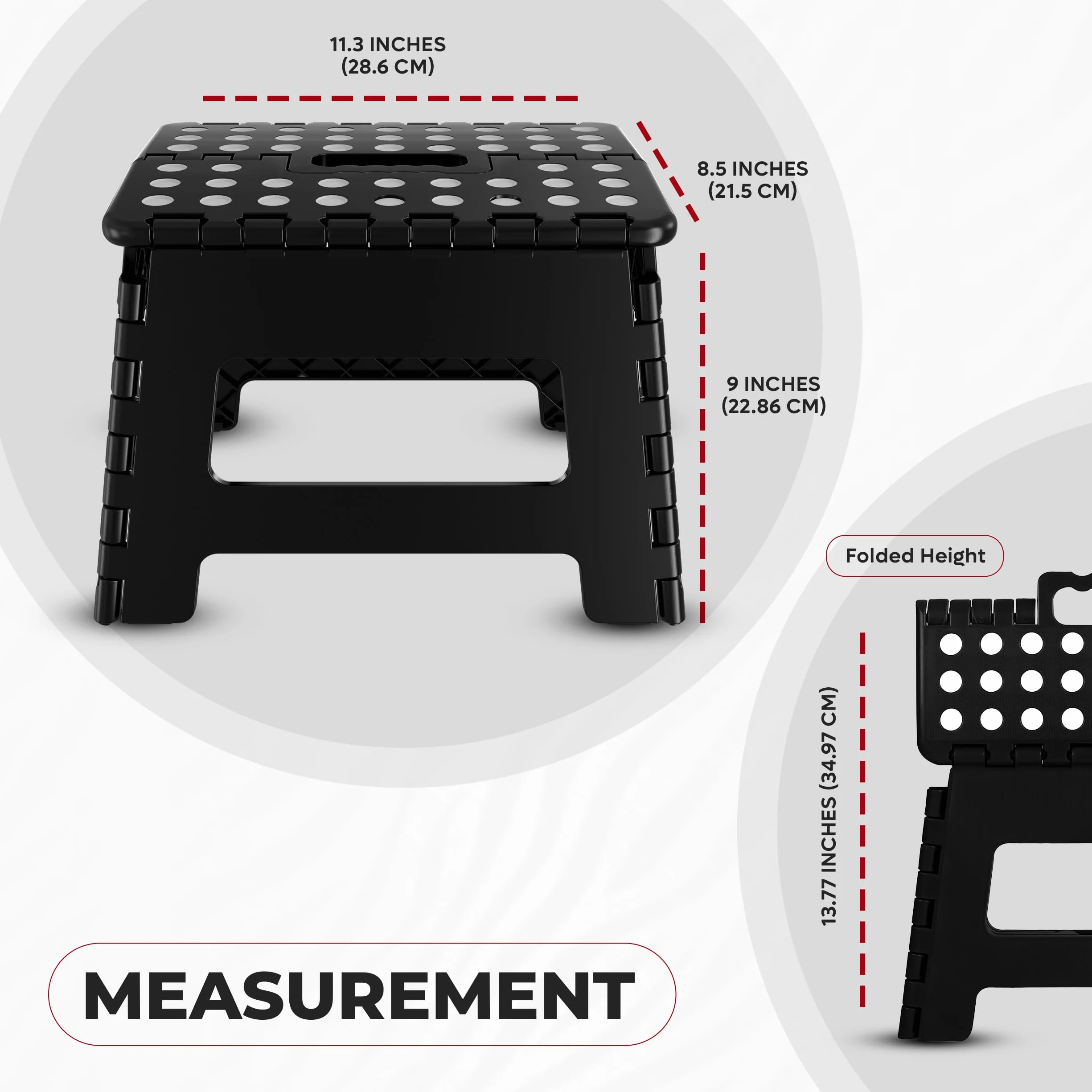 Utopia Home Taburete Plegable 9 Pulgadas, Antideslizante, Capacidad 300 lbs, Negro