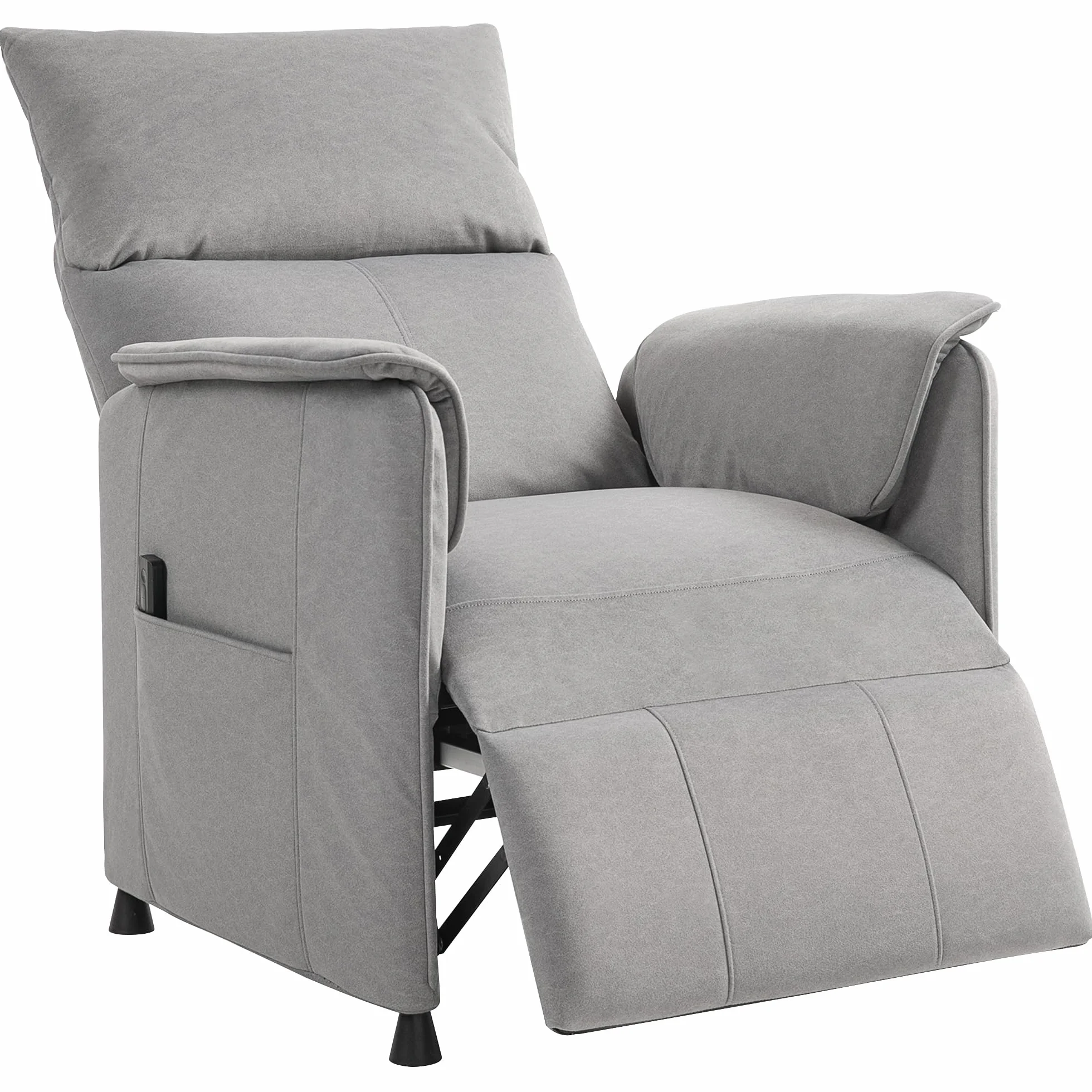 HOMCOM Sillón Relax Reclinable Eléctrico Sillón Reclinable Silencioso con Función Memoria Reposapiés Mando a Distancia Bolsillos Laterales Tela Apto para Mascotas para Dormitorio Salón Gris