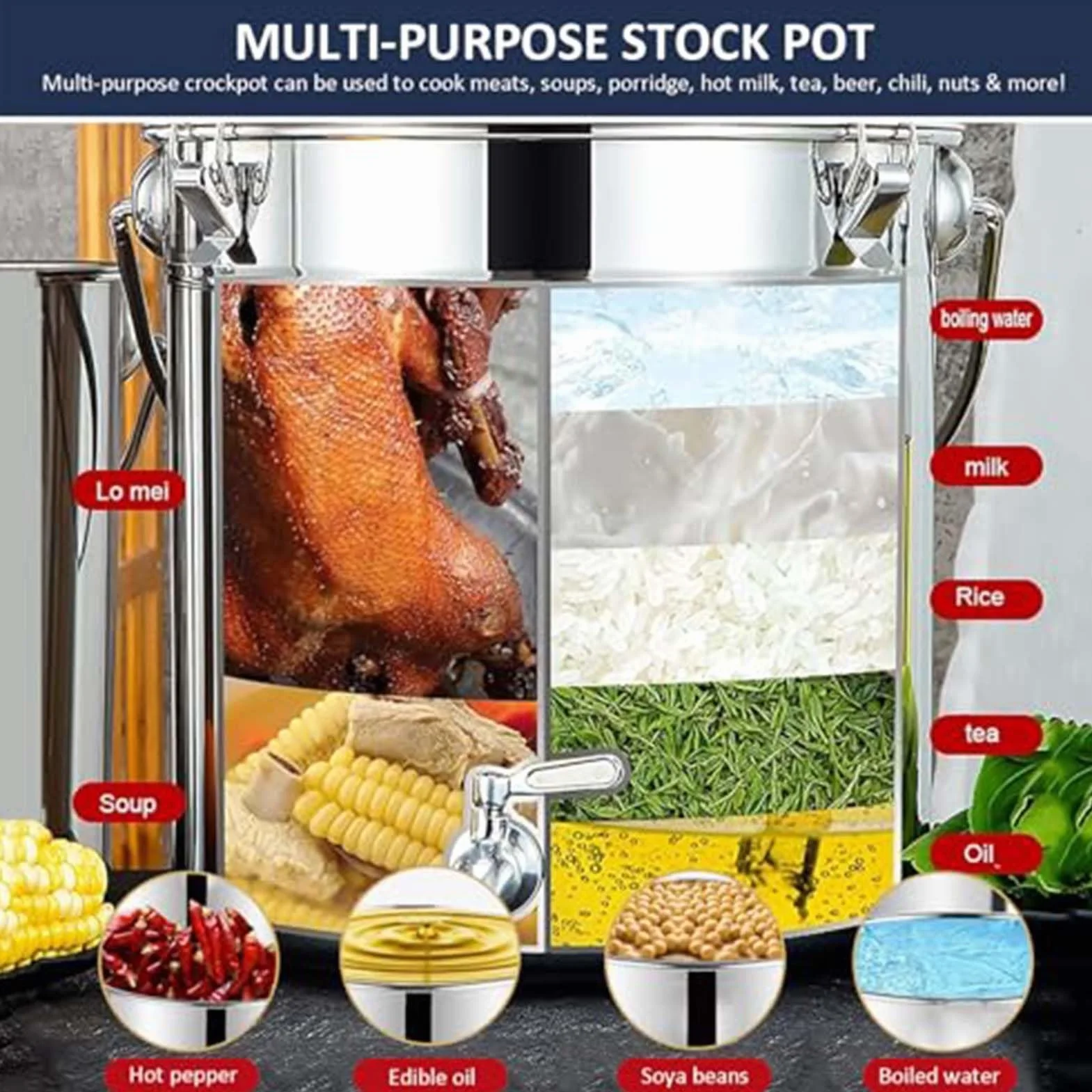 THEGA Hervidor De Cerveza Casero De Acero Inoxidable Resistente con Grifo, Olla De Calidad Comercial Y Lata para Leche Espesa con Grifo, Elaborar Cerveza(10L/9.4QT)