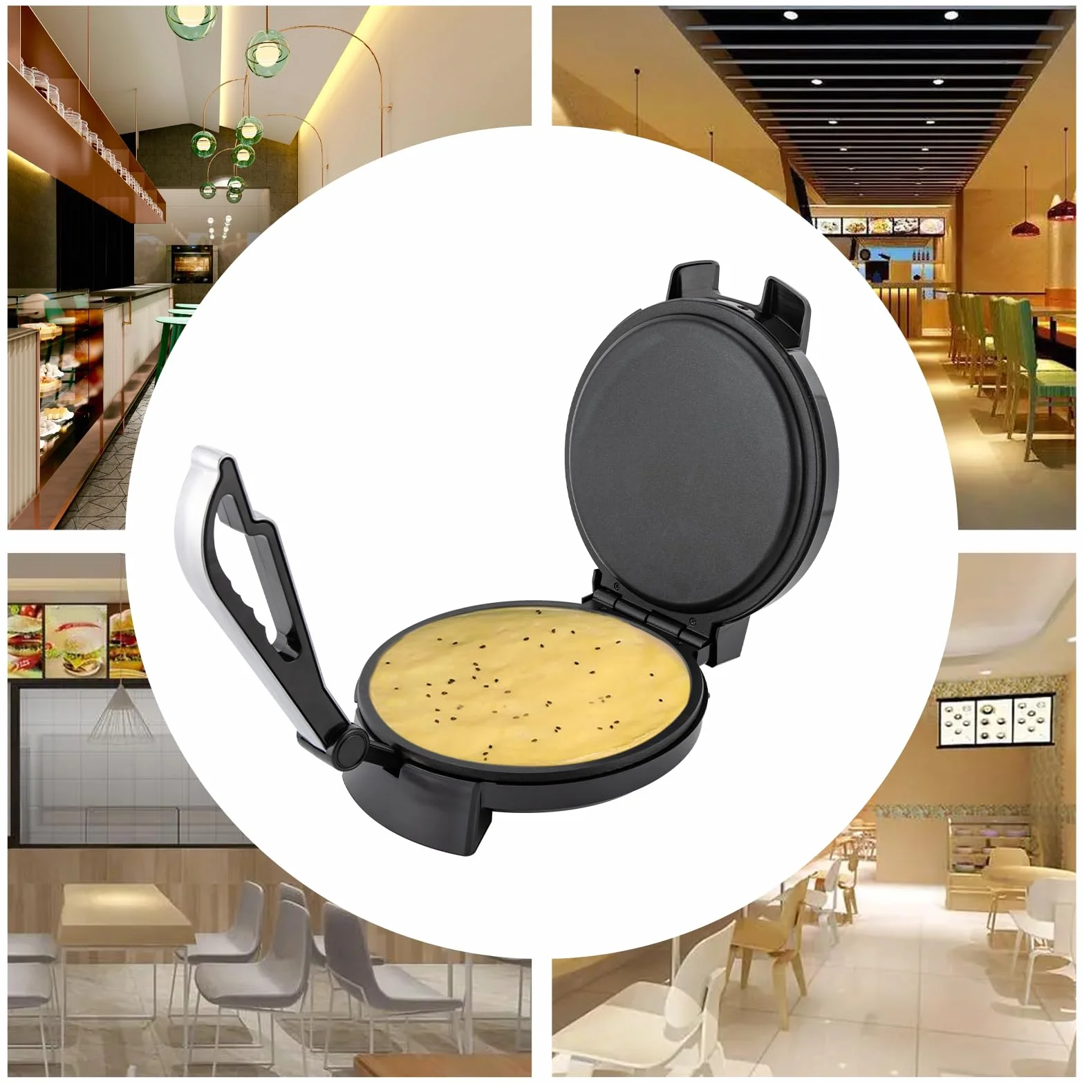 Roti Maker Tortilla Prensa Taco Prensa Tortilla Caliente Tortilla Maker para tortitas Pan Cakes Tortillas Tortilla Maker (Negro y Plata)