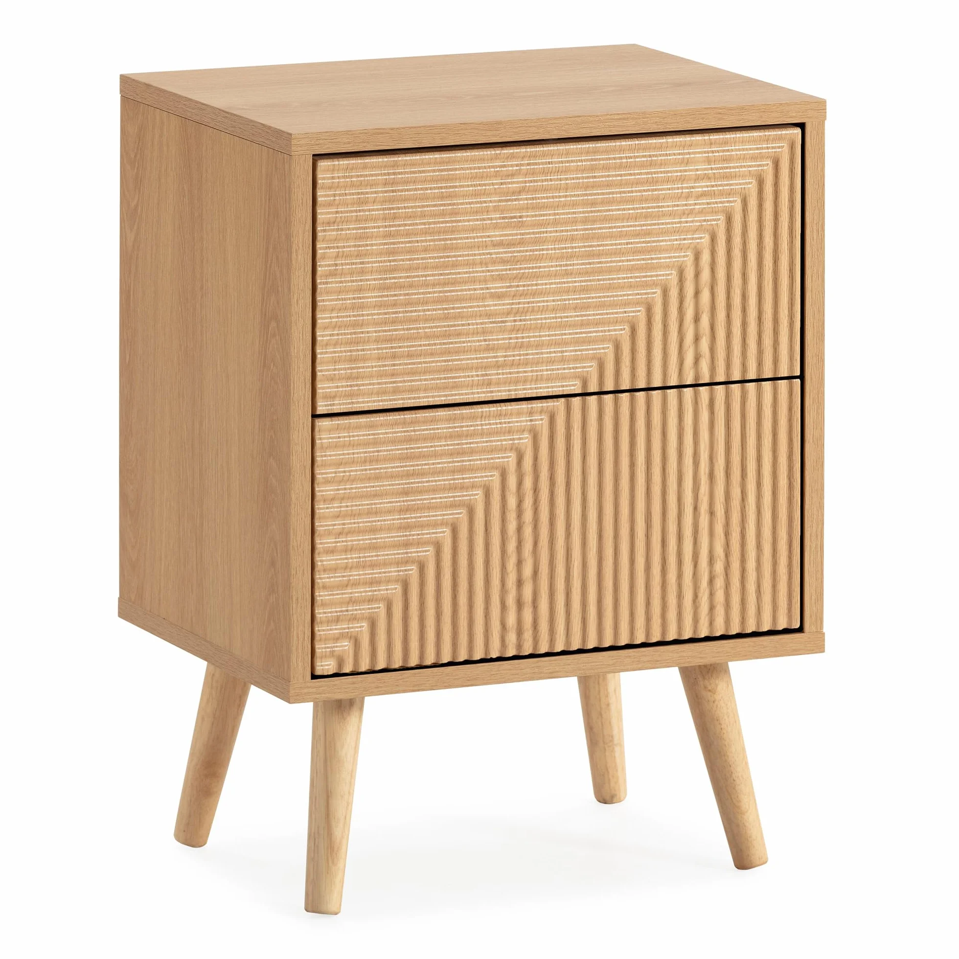 HOMN LIVING Mesita de Noche Telmo 2 cajones Color Roble, 40 cm (Ancho) 30 cm (Profundo) 55 cm (Altura)