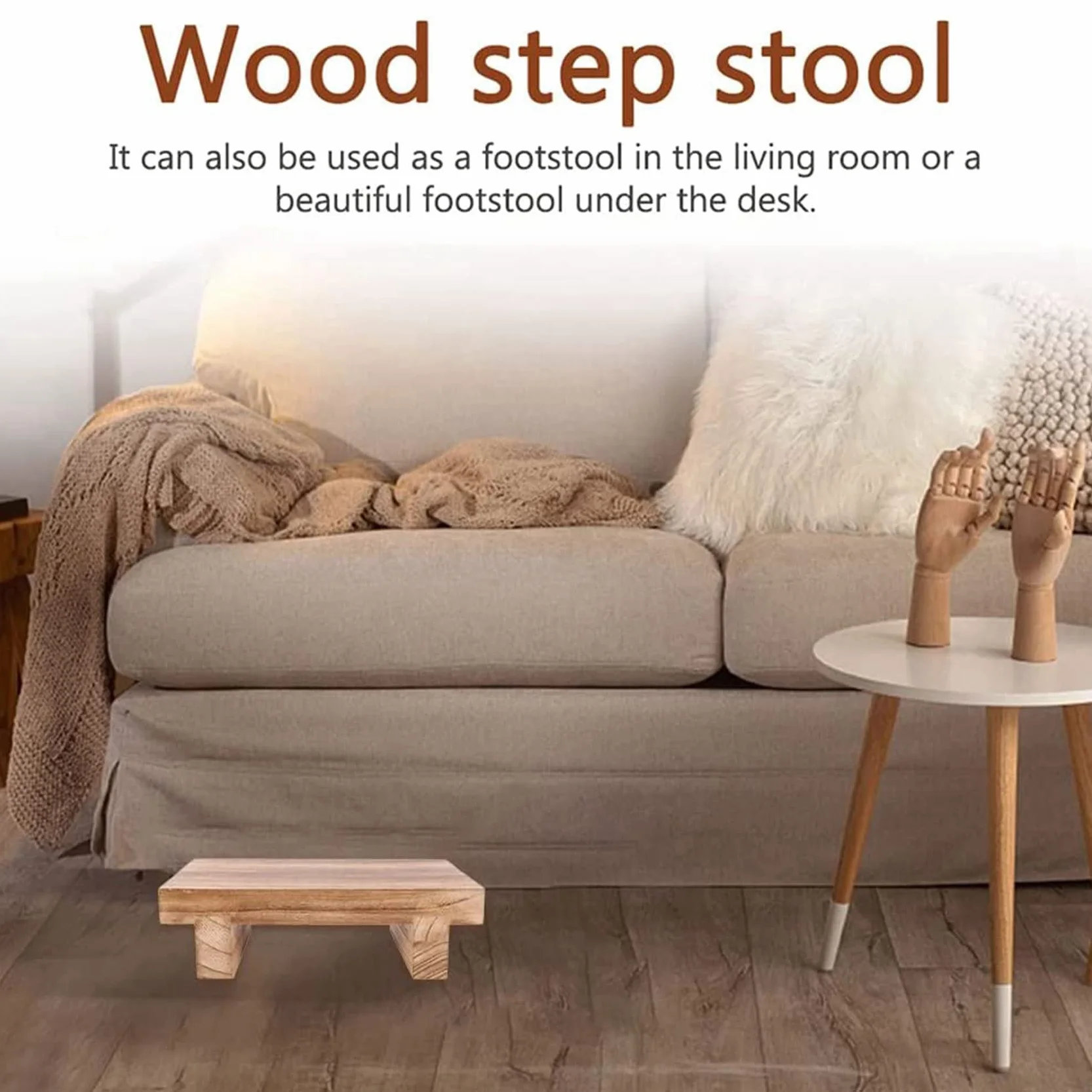 Taburete de madera resistente para adultos, cama alta, cocina, baño y armario, taburete para un alcance seguro y cómodo, perfecto para uso doméstico