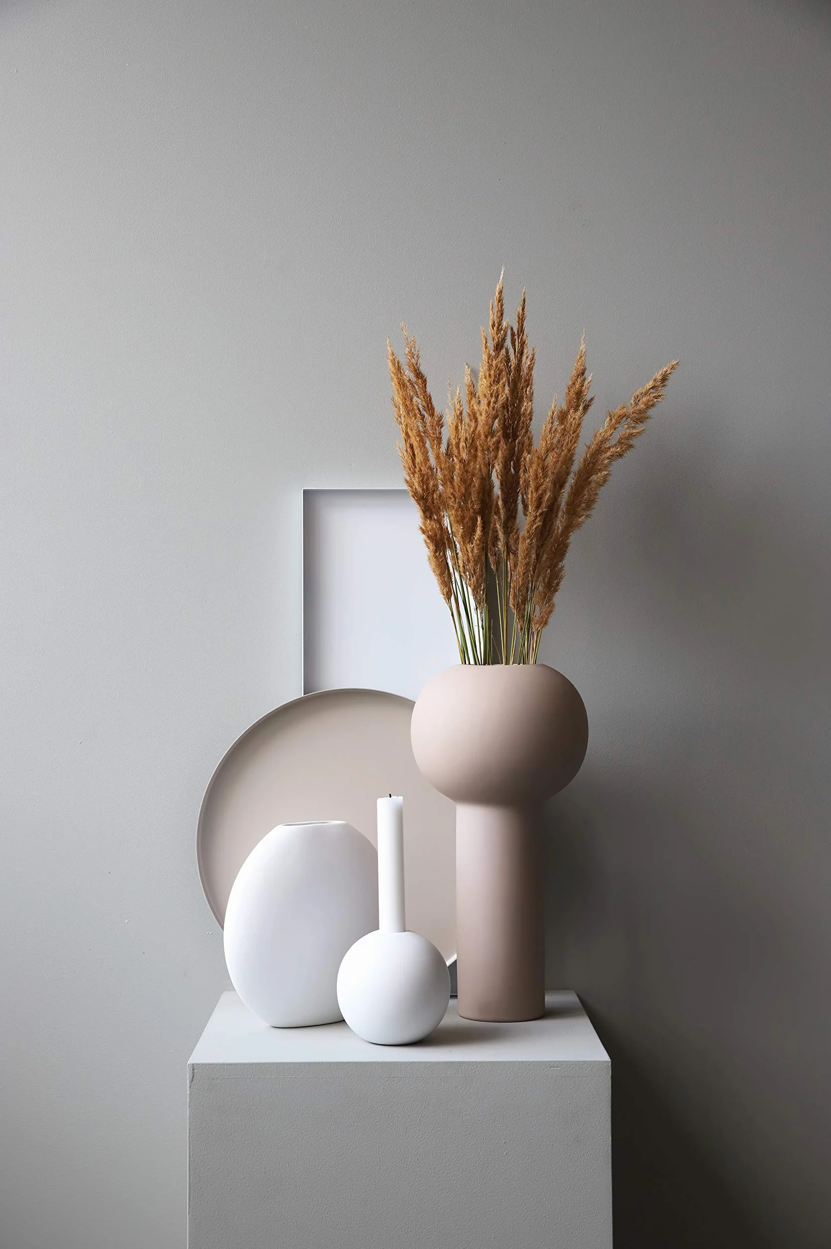 Cooee Design Jarrón Pastille de cerámica en Color Blanco, Hecho a Mano, diámetro: 20 cm, Altura: 19 cm, HI-028-25-WH