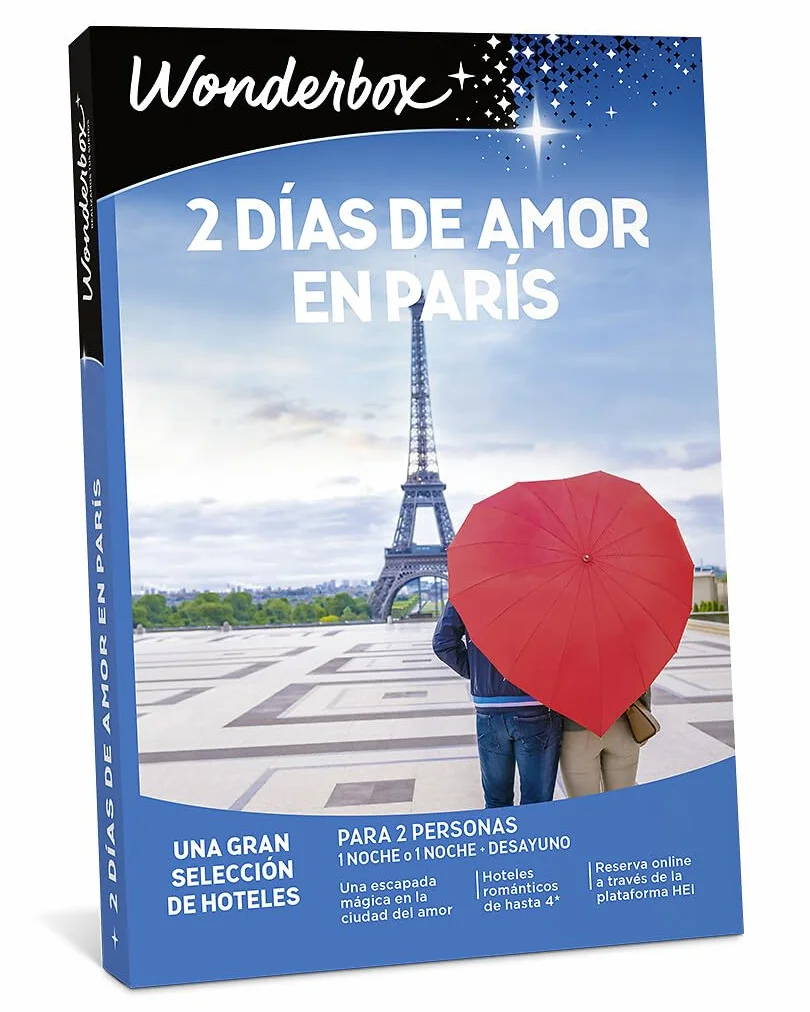 WONDERBOX - Caja Regalo - 2 Días de Amor en París - para 2 Personas | 1 noche con o sin desayuno - Una gran selección de hoteles - Hoteles románticos hasta 4* en la ciudad del amor