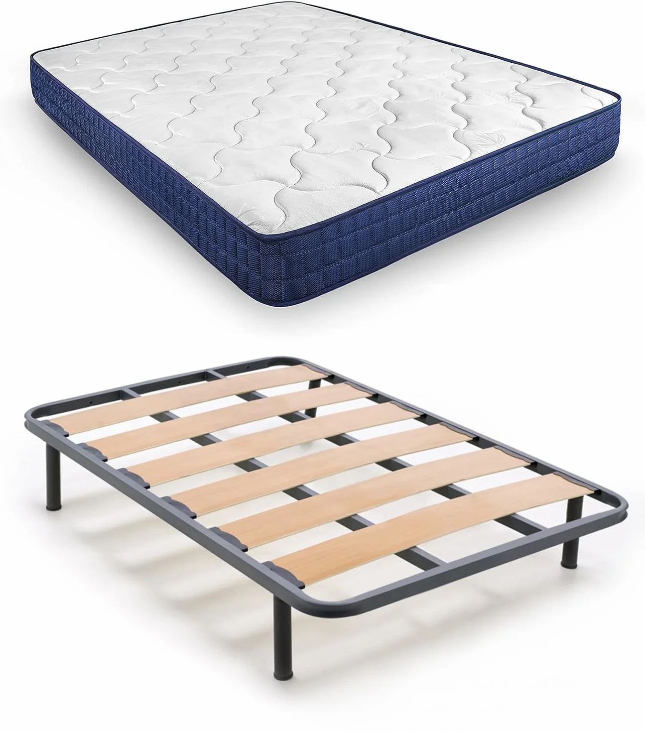 HOGAR24 ES | Cama Completa | Somier Lama Ancha + Colchón Viscoelástico Relax Edition 18 | Incluye Juego de Patas Roscadas de 25 cm | Medidas: 120x190 cm