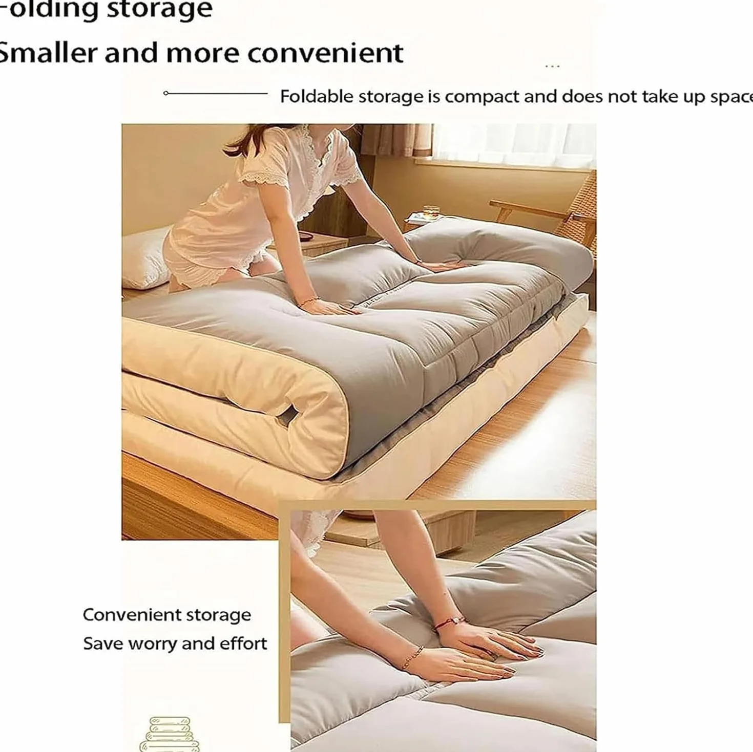 Colchoneta Plegable para Acampar, colchón futón Enrollable, colchón de Suelo japonés de tamaño Completo, colchoneta para Dormir para Invitados reclinable, sofá Cama, Yoga, Juegos