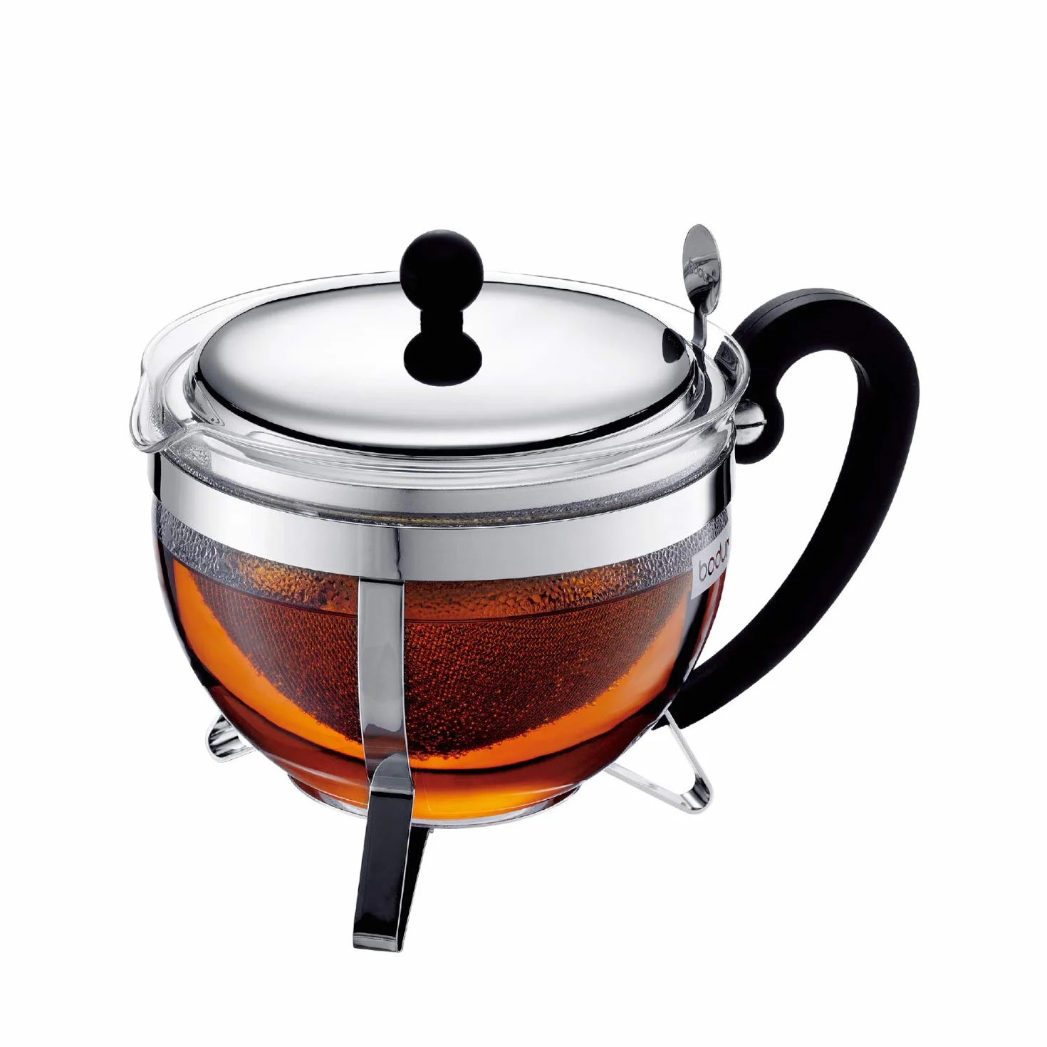 Bodum Chambord - Tetera, 1,3 l, Filtro y Tapa, Acero Inoxidable Brillante