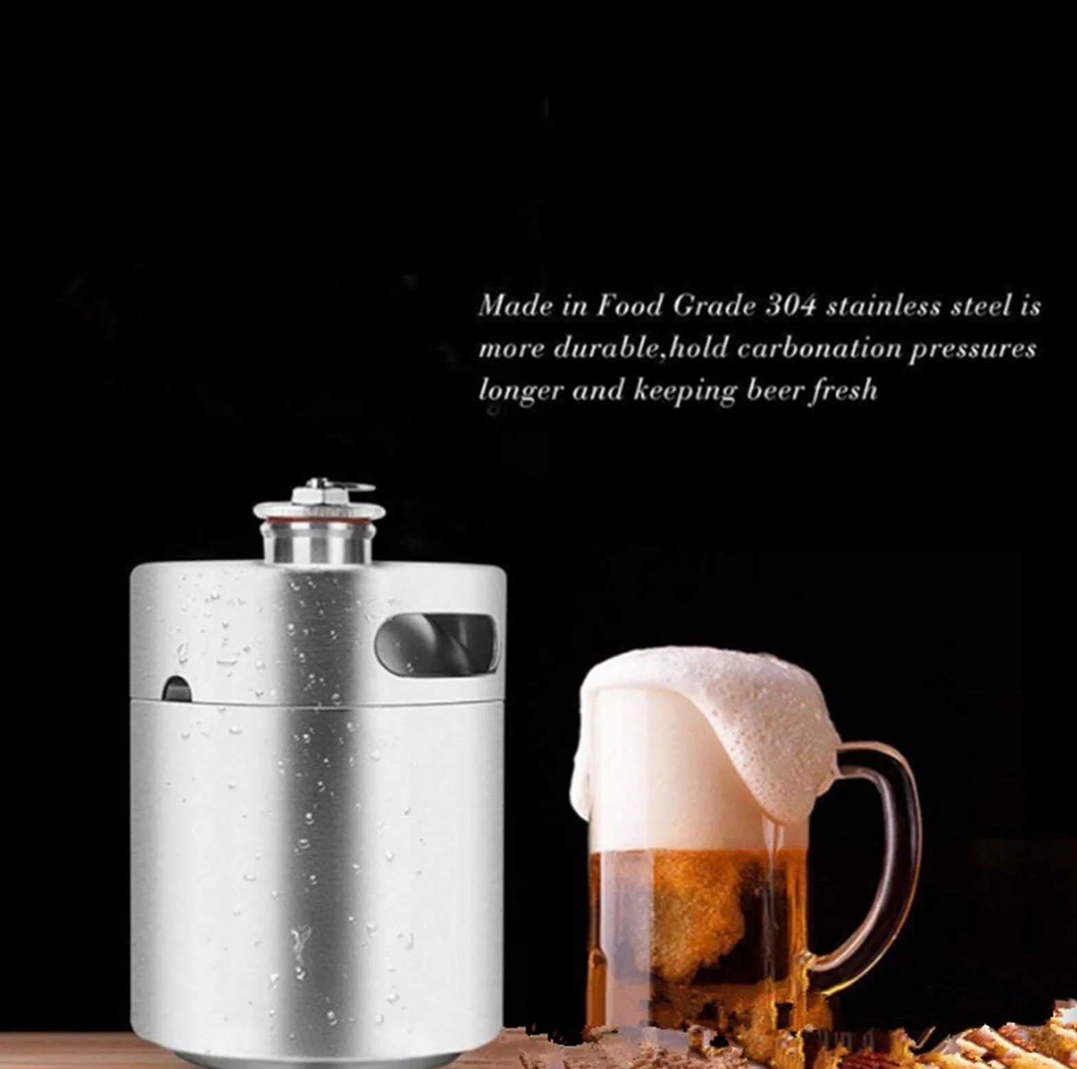 Cerveza elaborada Kit Cerveza Mini Barril de Cerveza Growler, Botella de Cerveza portátil, Herramienta de Accesorios para Barra de Vino para Hacer Cerveza en casa(3.6L Black)