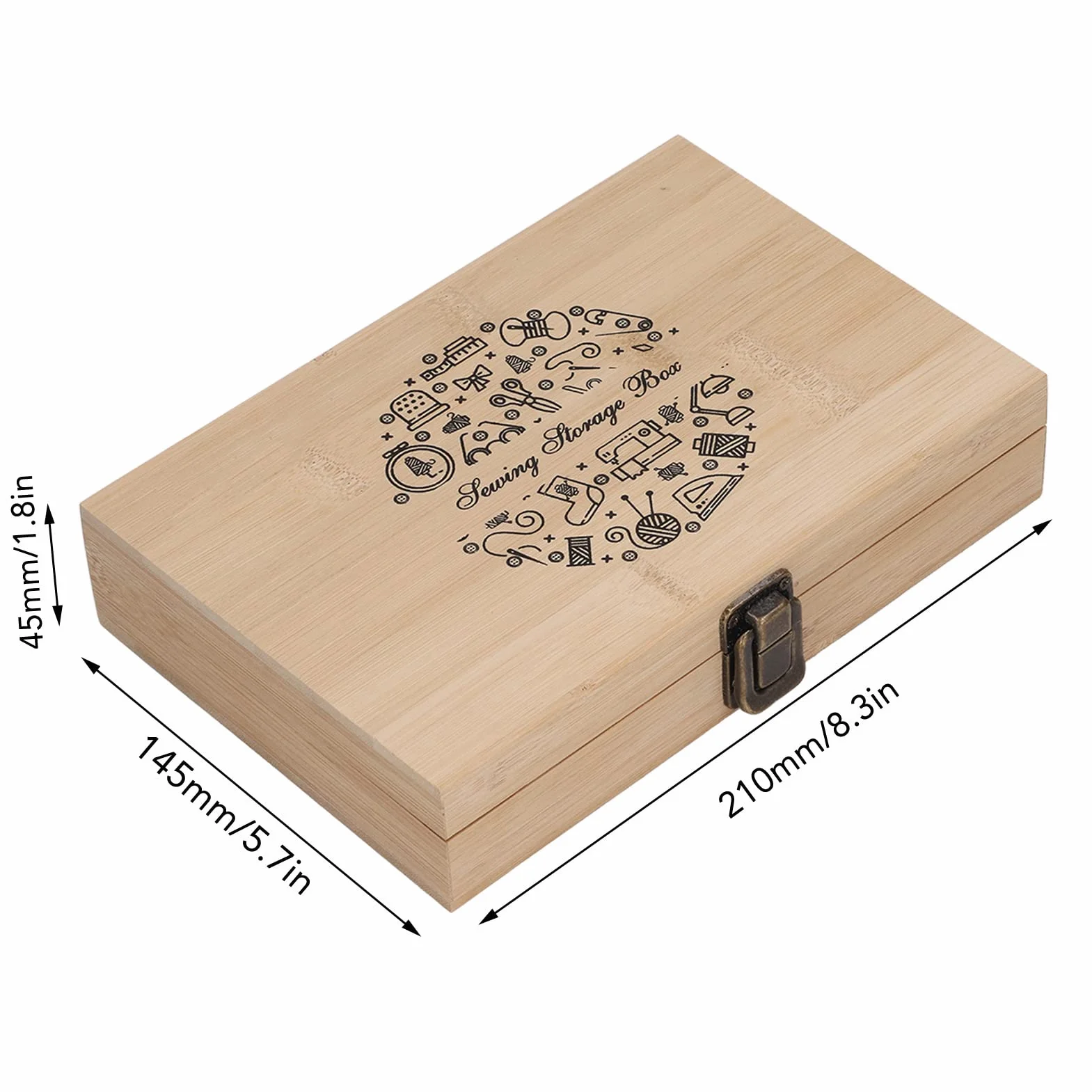 Zonizforceal Kit de costura completo de madera con cajas de hierro, set de suministros de costura para principiantes que incluye tijeras, botones, alfileres, hebillas, dedal, enhebrador y cinta