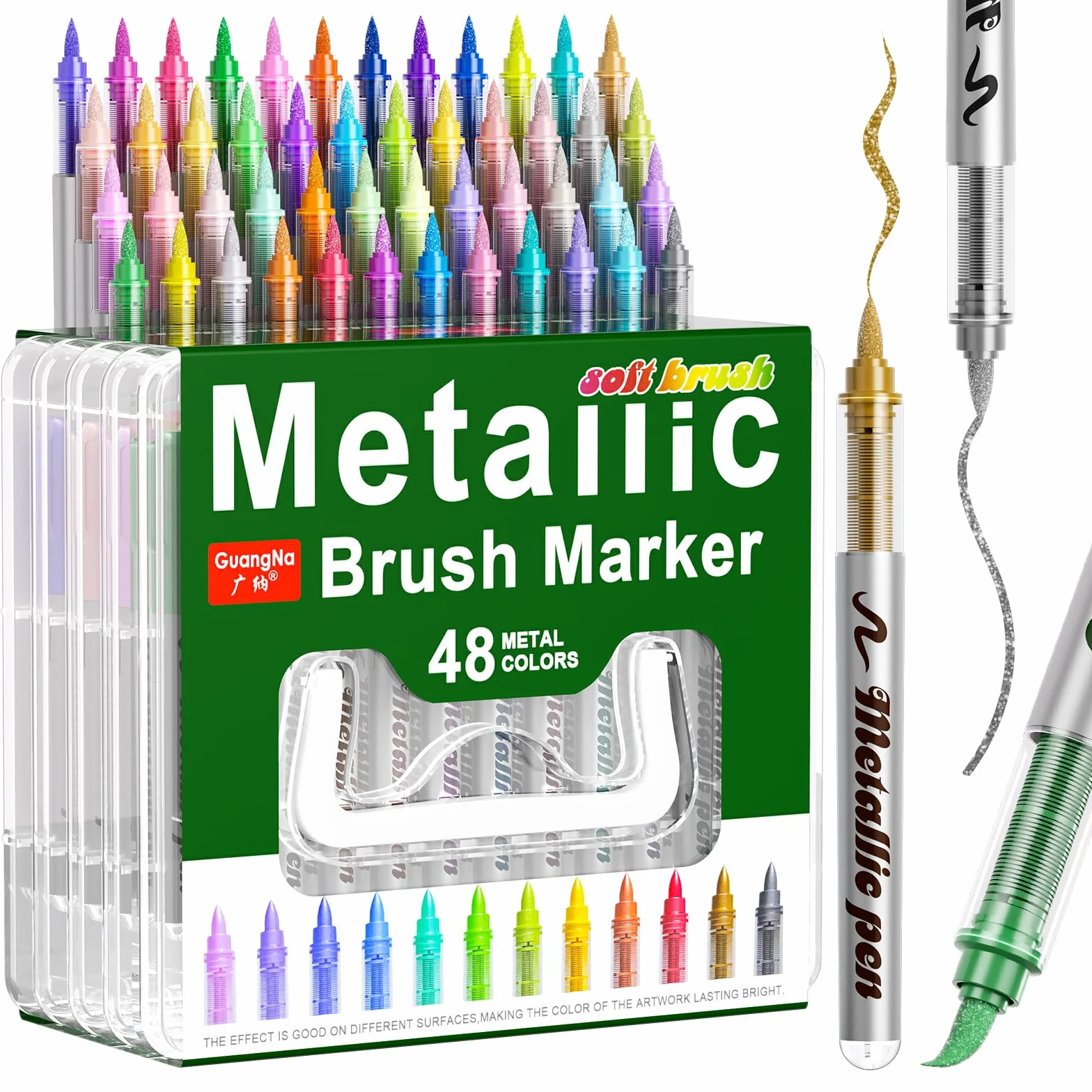Sanyetral 48 Colores Metálicos Rotuladores Acrílicos,Arylic paint pen | Marcadores Acrílicos para Fabricación de Tarjetas Cumpleaños por Bricolaje, Hacer Bricolaje Pintura de Roca & Vidrio