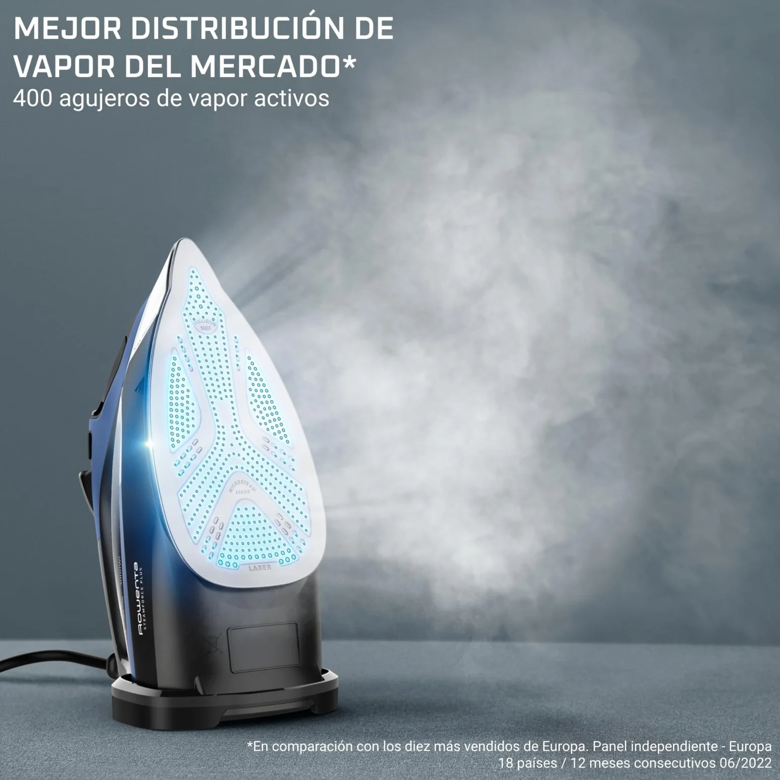 Rowenta SteamForce - Plancha de vapor 3000W, de 250 g/min y constante de 45 g/min, suela Microsteam400, acabado de acero inoxidable, sistema antigoteo, apagado automático, DW9411 (Reacondicionado)