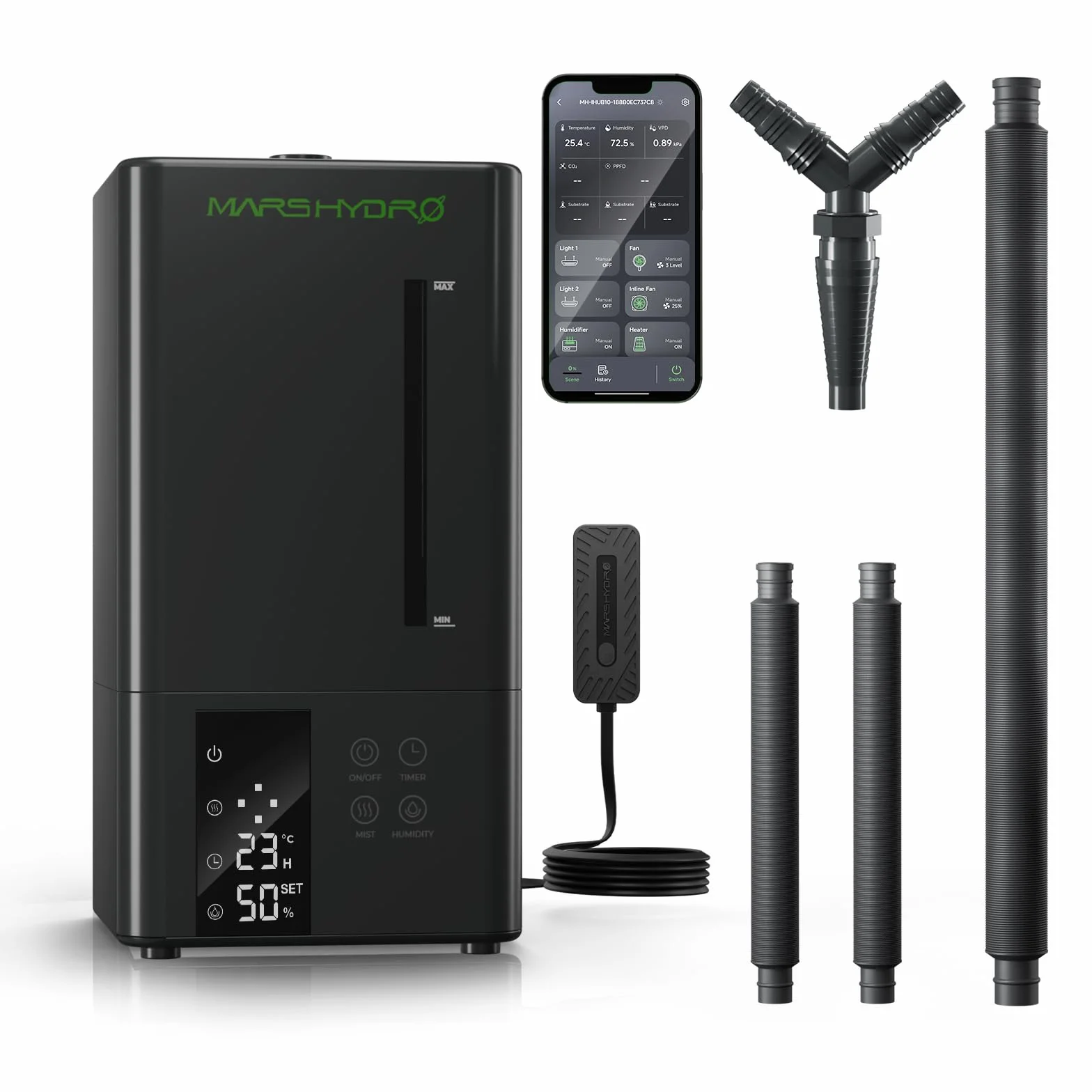 MARS HYDRO Humidifier de plantas de 6 l, con humidificación ajustable, función de temporizador, precisión ultrasónica y operación silenciosa, sello sin fugas para cultivar, plantar en interiores