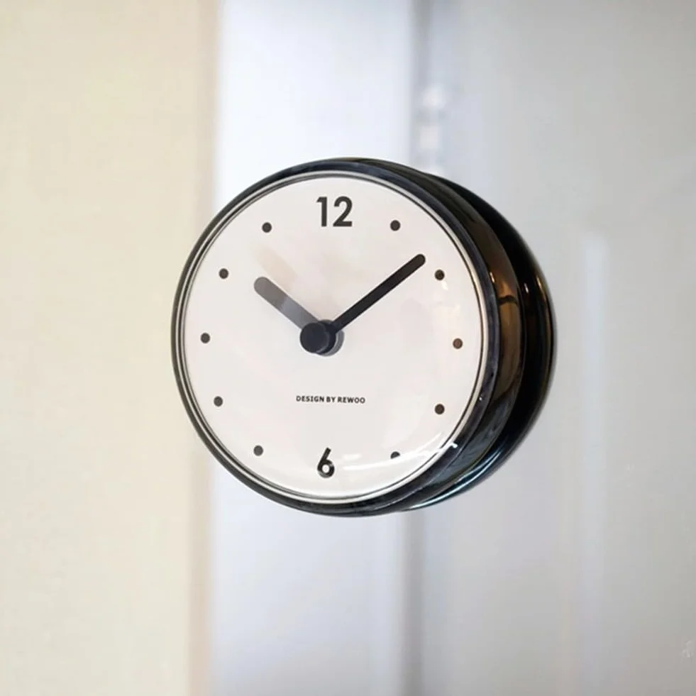 Reloj de Pared de Cuarzo Impermeable Antivaho Pequeño 7.5 cm Baño Espejo Ventosa