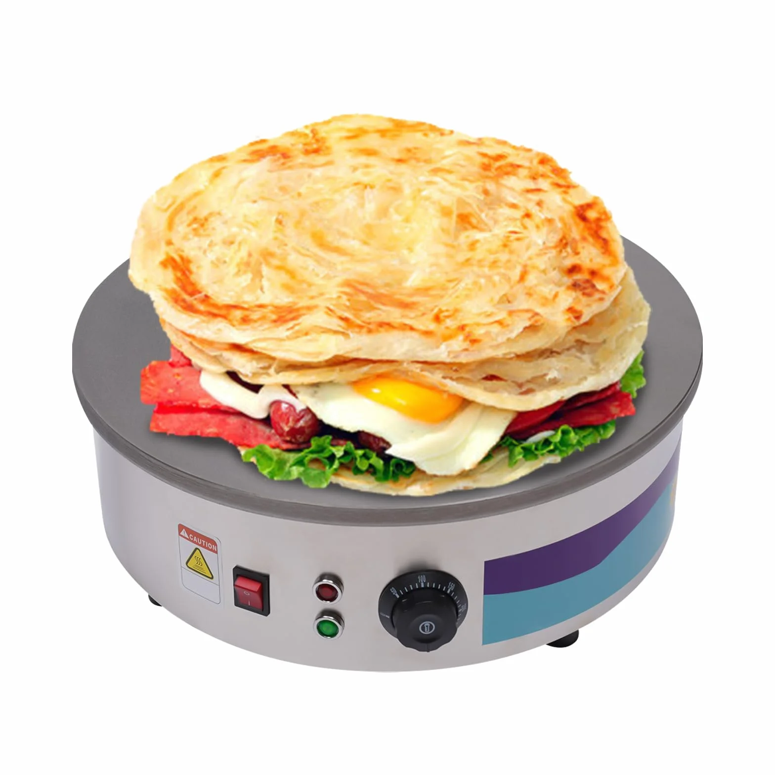 Crepes con 45 cm de diámetro, gran superficie de cocción con distribuidor de masa y espátula de madera, placa antiadherente, plancha para crepes, tortitas y tortillas, 150-280 ℃, 2800 W