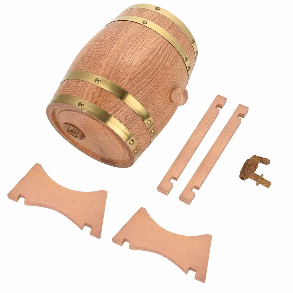 Barril de Vino de Madera de Roble de 3 Litros, Dispensador de Tequila Whisky Bourbon para Whisky Tequila Bourbon, Almacenamiento de Whisky de Roble Envejecido Pieza Central de