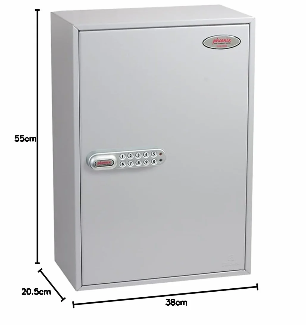 PHOENIX SAFE Company Gabinete de Llaves comerciales Phoenix KC0605E Gancho con Cerradura electrónica, Metal, Gris, 300 Hooks