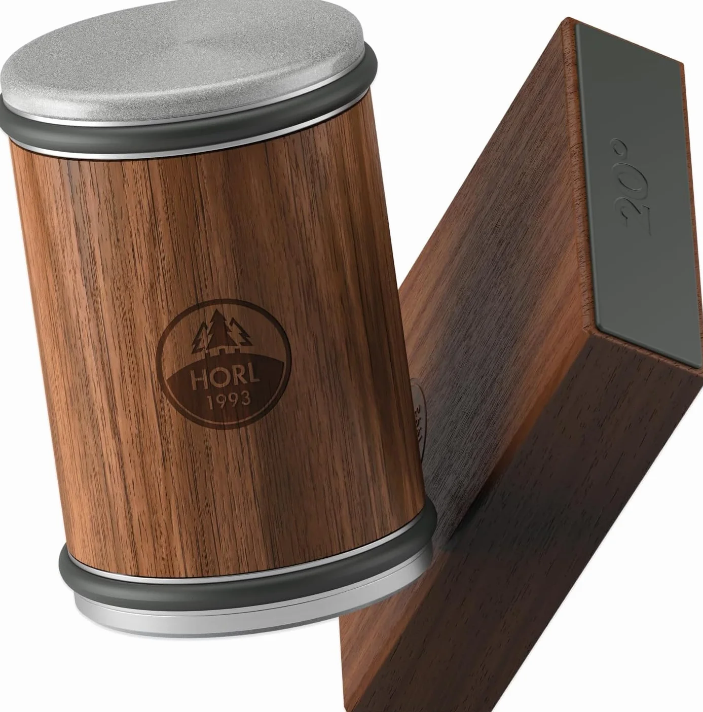 Rodillo afilador HORL2 nogal - Afilador para cuchillos de cocina y para un filo extremo - rodillo afilador para cuchillos con soporte magnético con ángulos de 15 y 20 grados