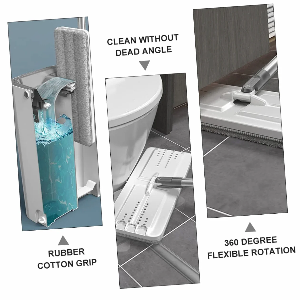 Cabilock Kit de Fregona Práctico Microfibra y Mango Integrado Antideslizante para Limpieza de Suelos Hogar y Habitaciones Limpias