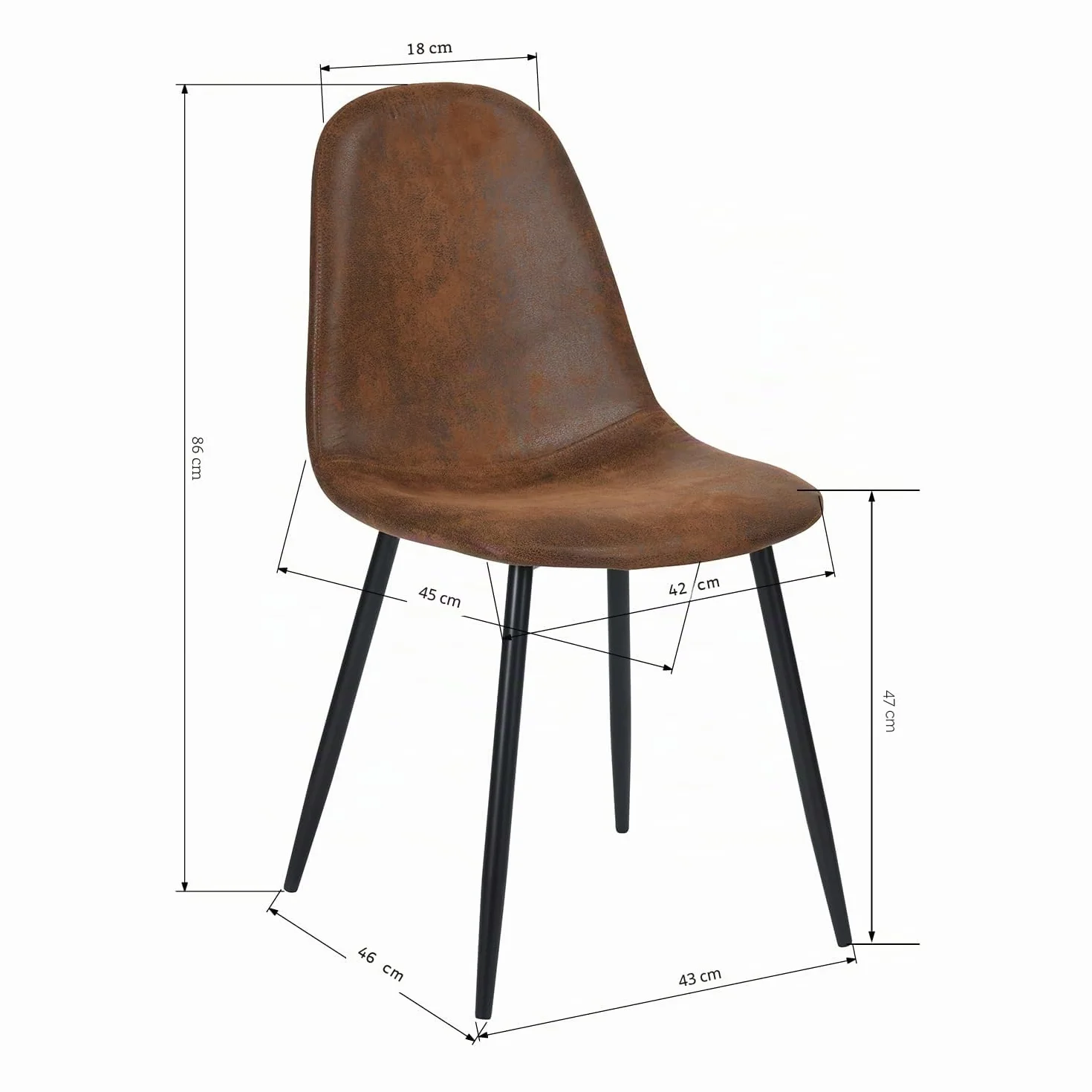 MEUBLE COSY Juego de 4 Sillas de Comedor Vintage Retro Sillón Tapizado en Gamuza con Patas Metálicas para Cocina Salón