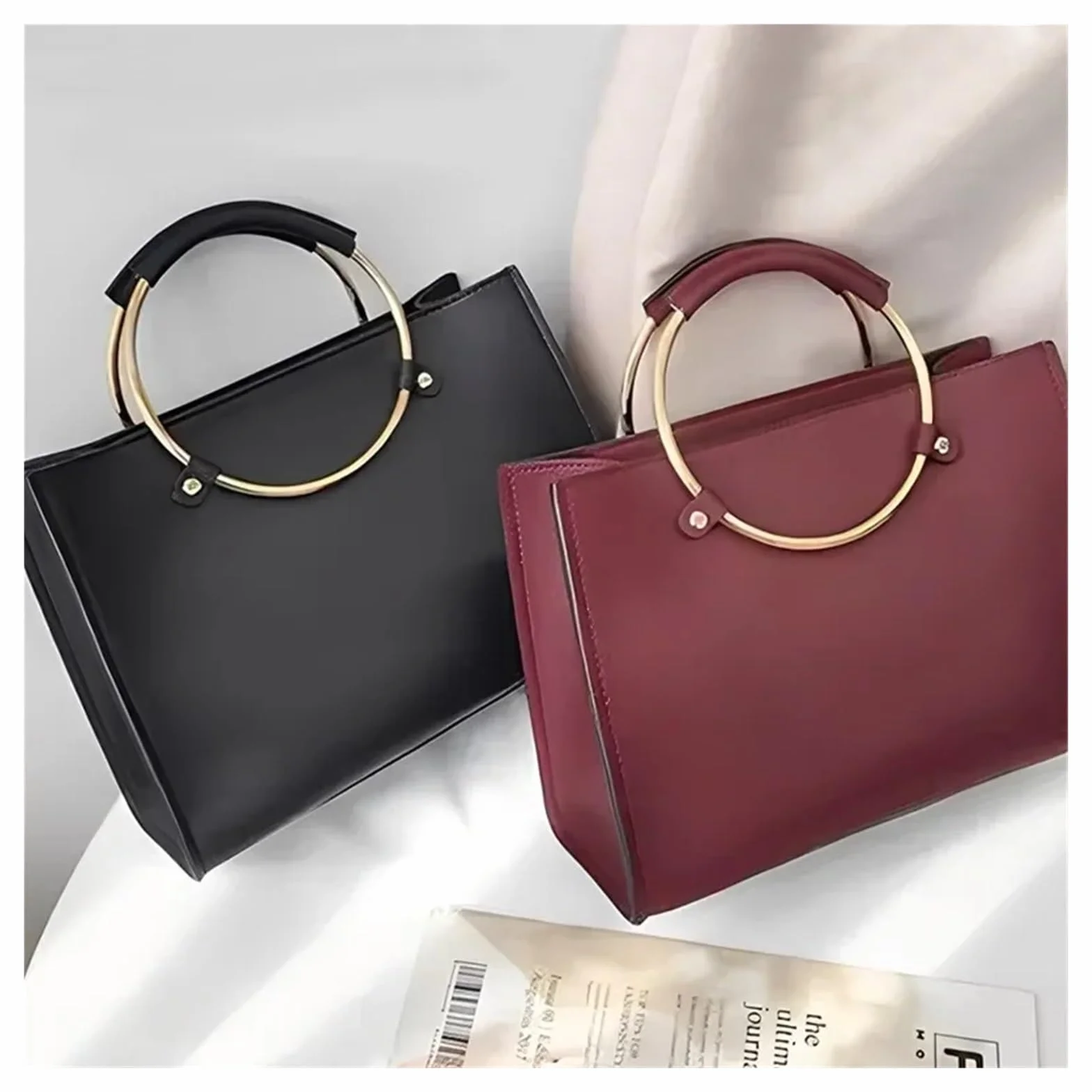 MRKU Asa de Madera para Bolso, Accesorios para Bolsos, Manualidades, Bricolaje, Redondo, 1/5 Piezas, Anillo de Hierro Redondo de Metal, Repuesto para Estuche de Mujer para Bolso