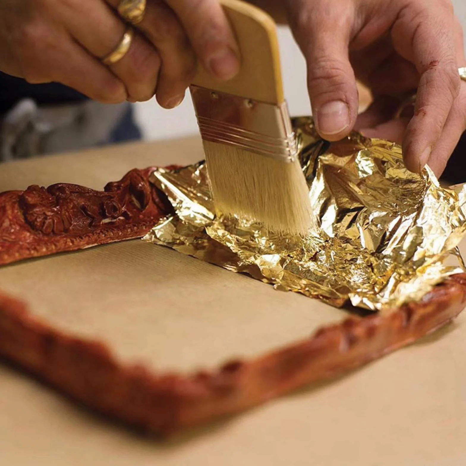 Pan de Oro de Imitación 16x16 cm 100 Hojas para Dorado, Artesanía