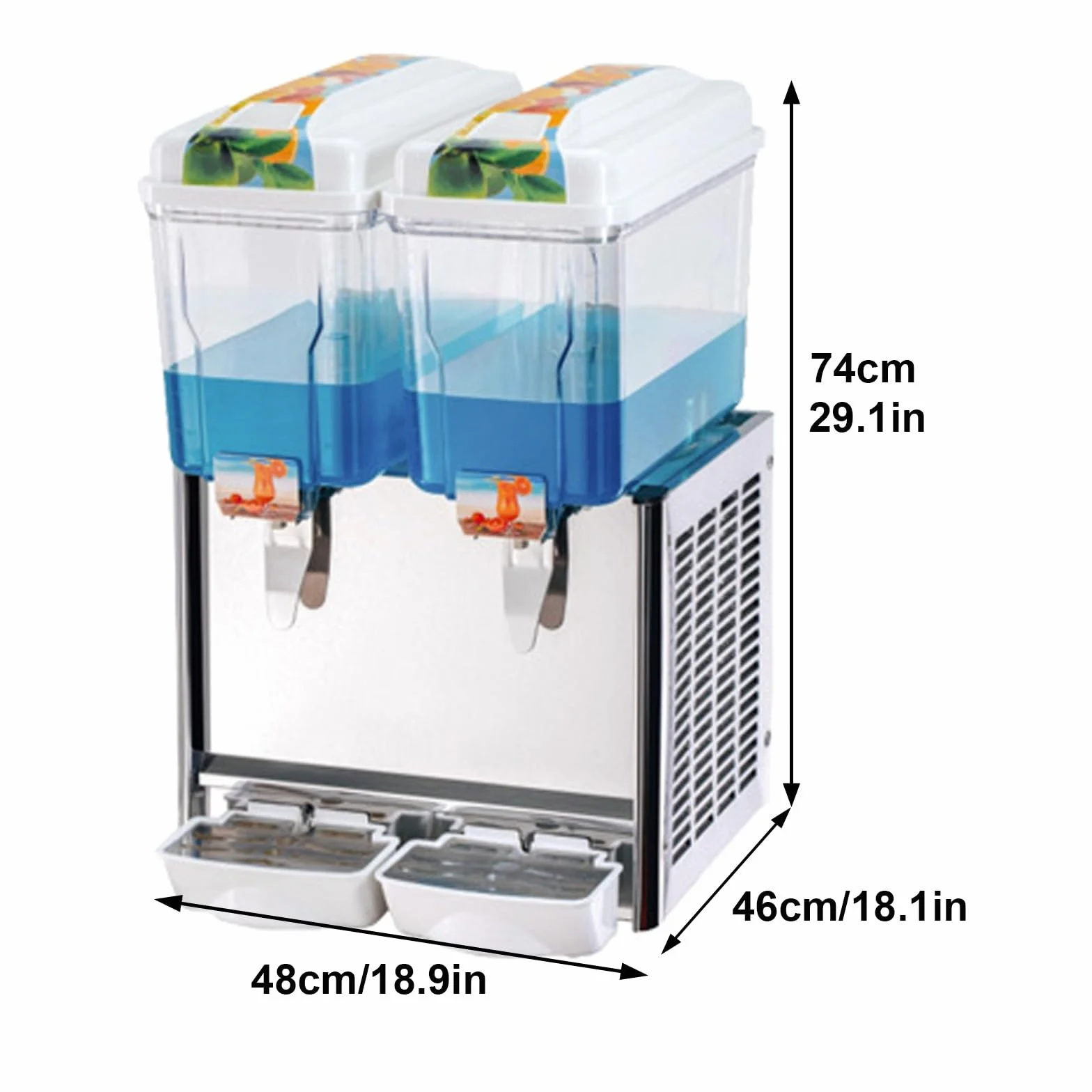 Dispensador de jugo de acero inoxidable de 18 litros, dispensador de bebidas refrigerado de 280 W para restaurante, barra de jugos, uso doméstico