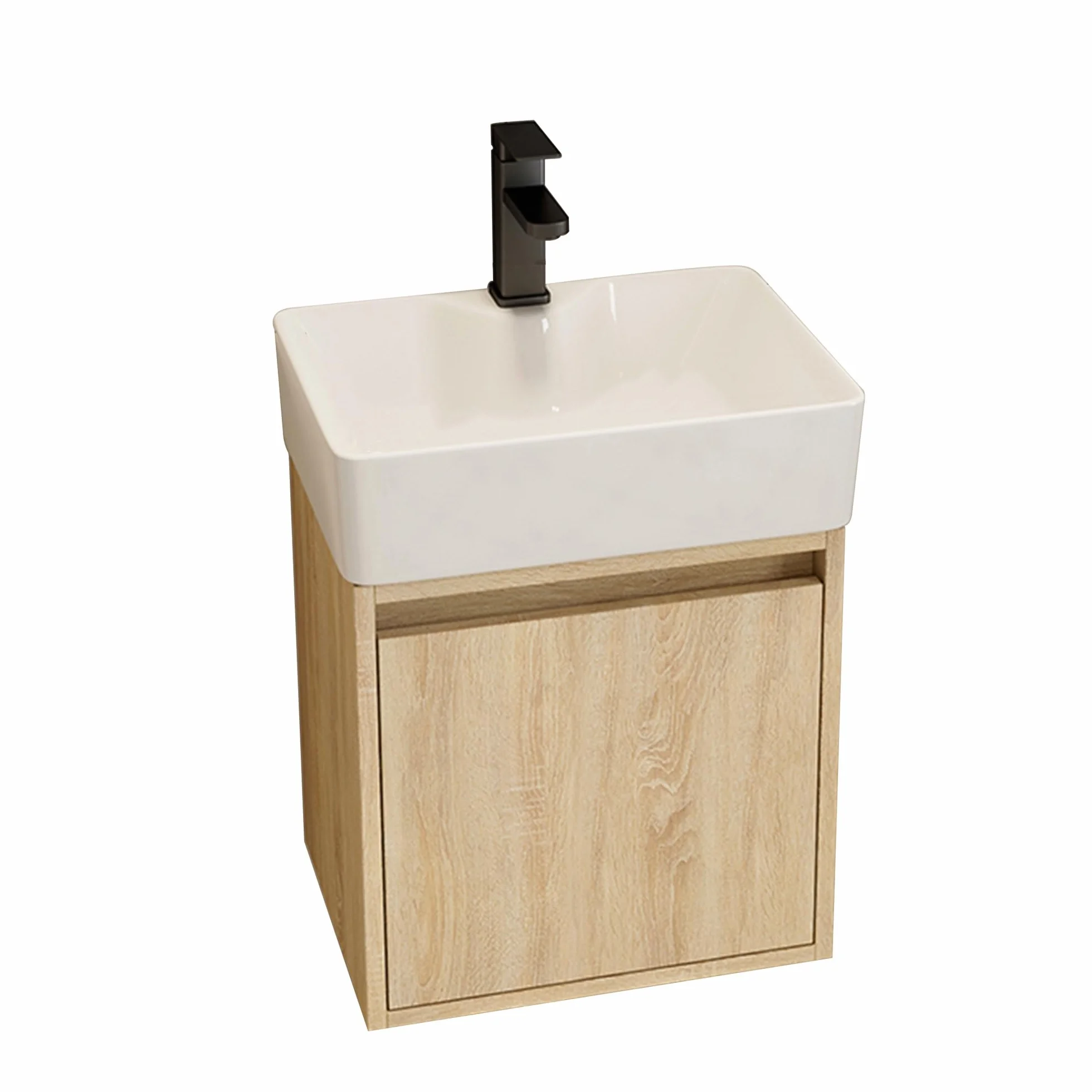 Mueble de Baño Suspendido con Lavabo Pequeño para Espacios Reducidos