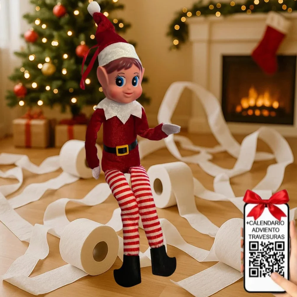 Duende Travieso Navidad Decoración con Calendario de Travesuras