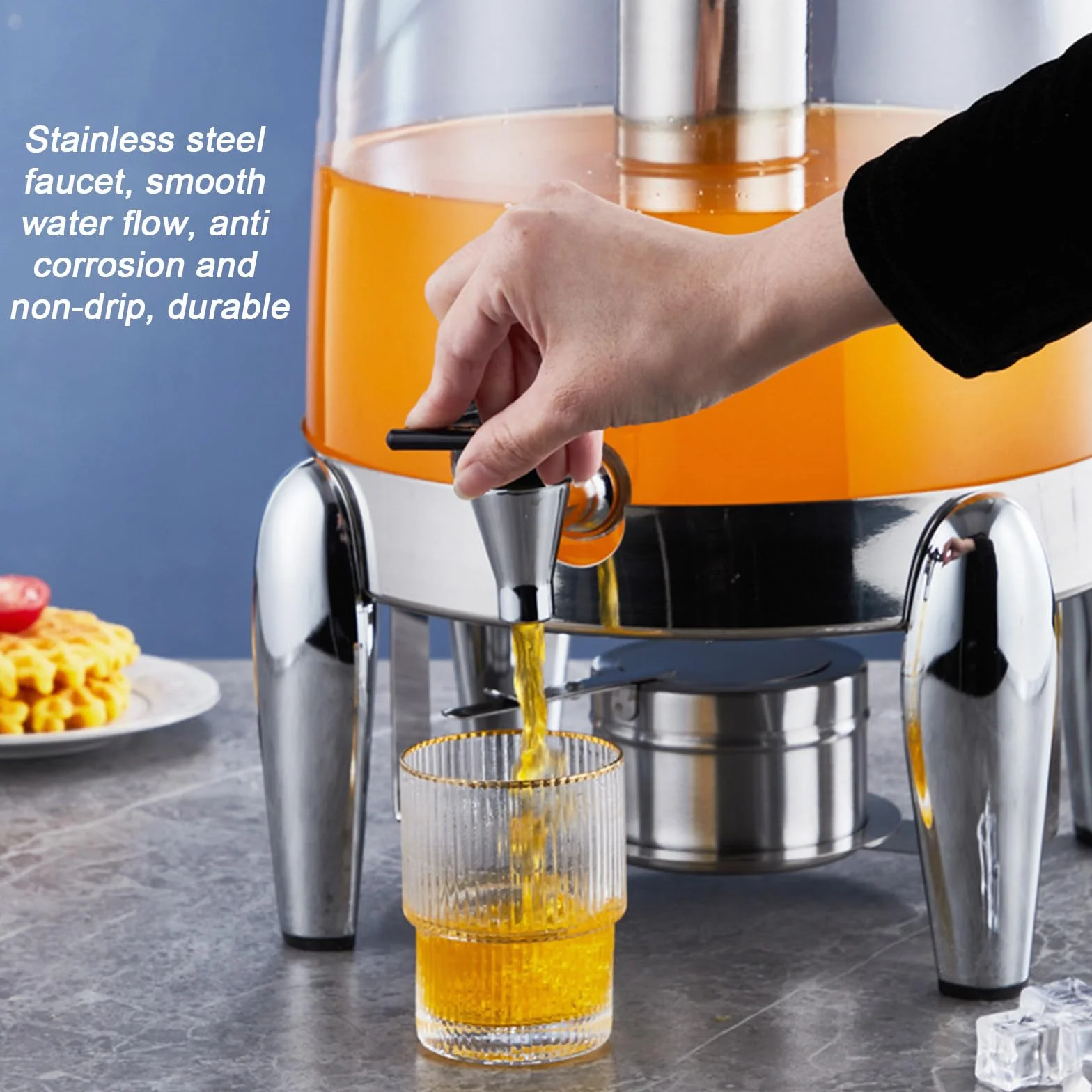 Cubo de jugo comercial de acero inoxidable, dispensador de bebidas frías de 12 litros con calefacción eléctrica para fiestas en el hogar y eventos