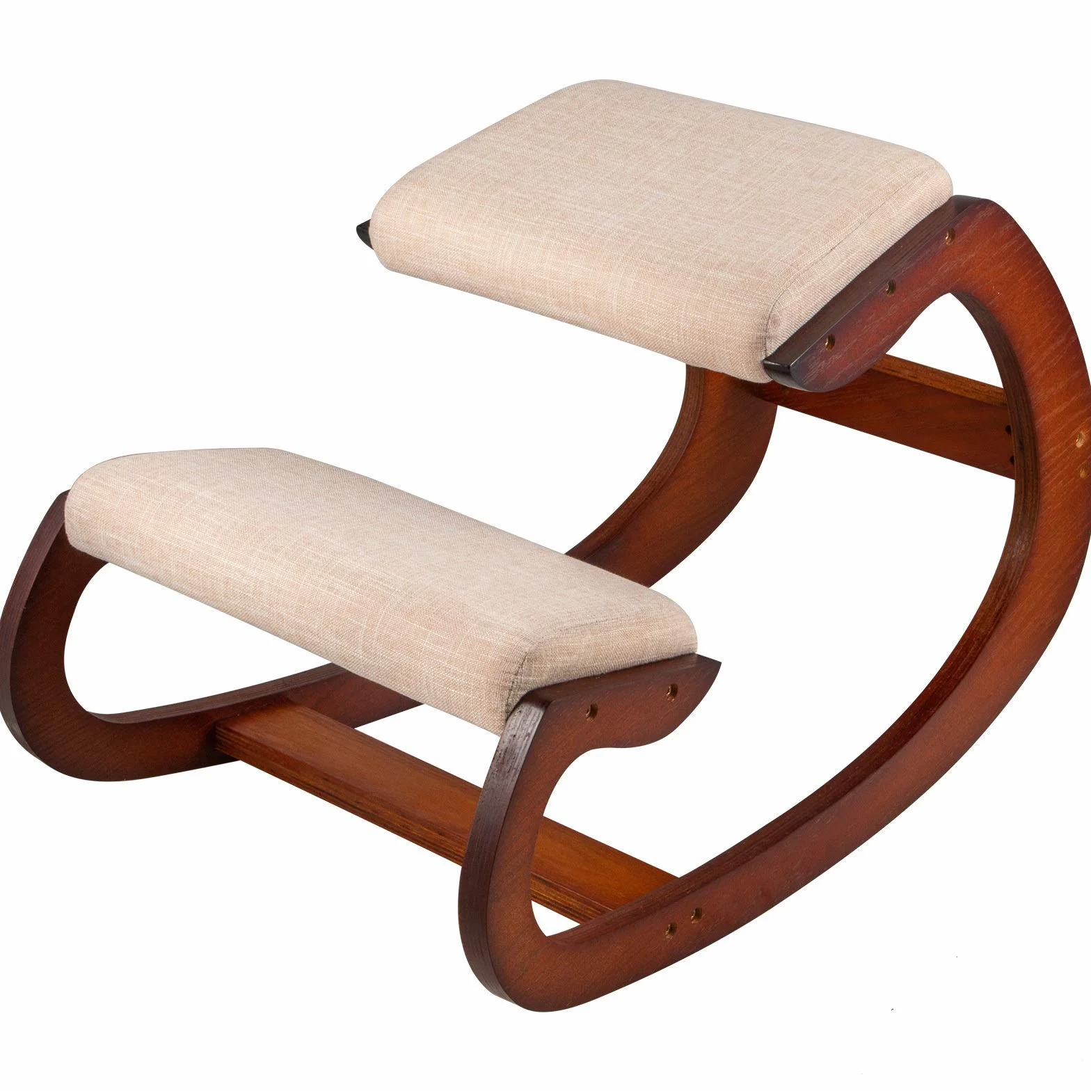 VEVOR Silla Arrodillada Ergonómica Taburete Madera Corrección de Postura Oscilante Casa Grande Home Office o Silla de Escritorio, Cojines para Las Rodillas Color Nuez