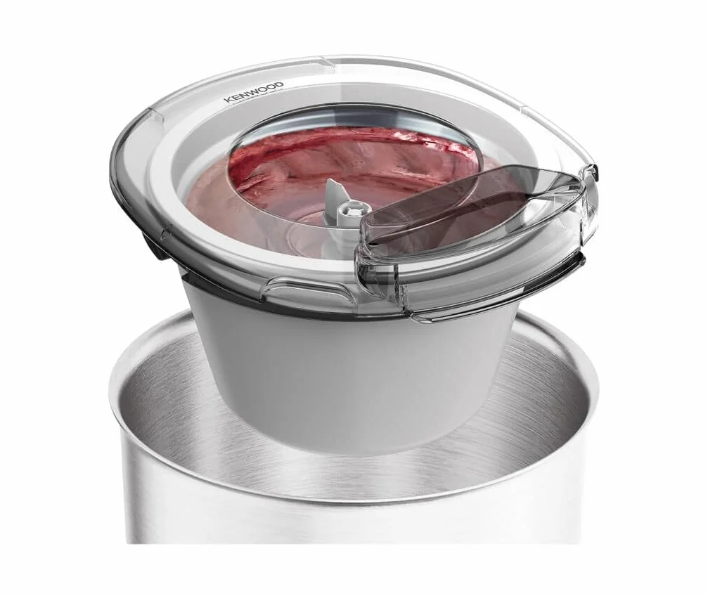 Kenwood Glacier, Heladera para Sorbete y Yogurt Helado, Accesorio para Heladera para Procesador de Alimentos, Apto para Batidora Chef, Bol de 1L, KAX71.000WH, Plástico, Blanco