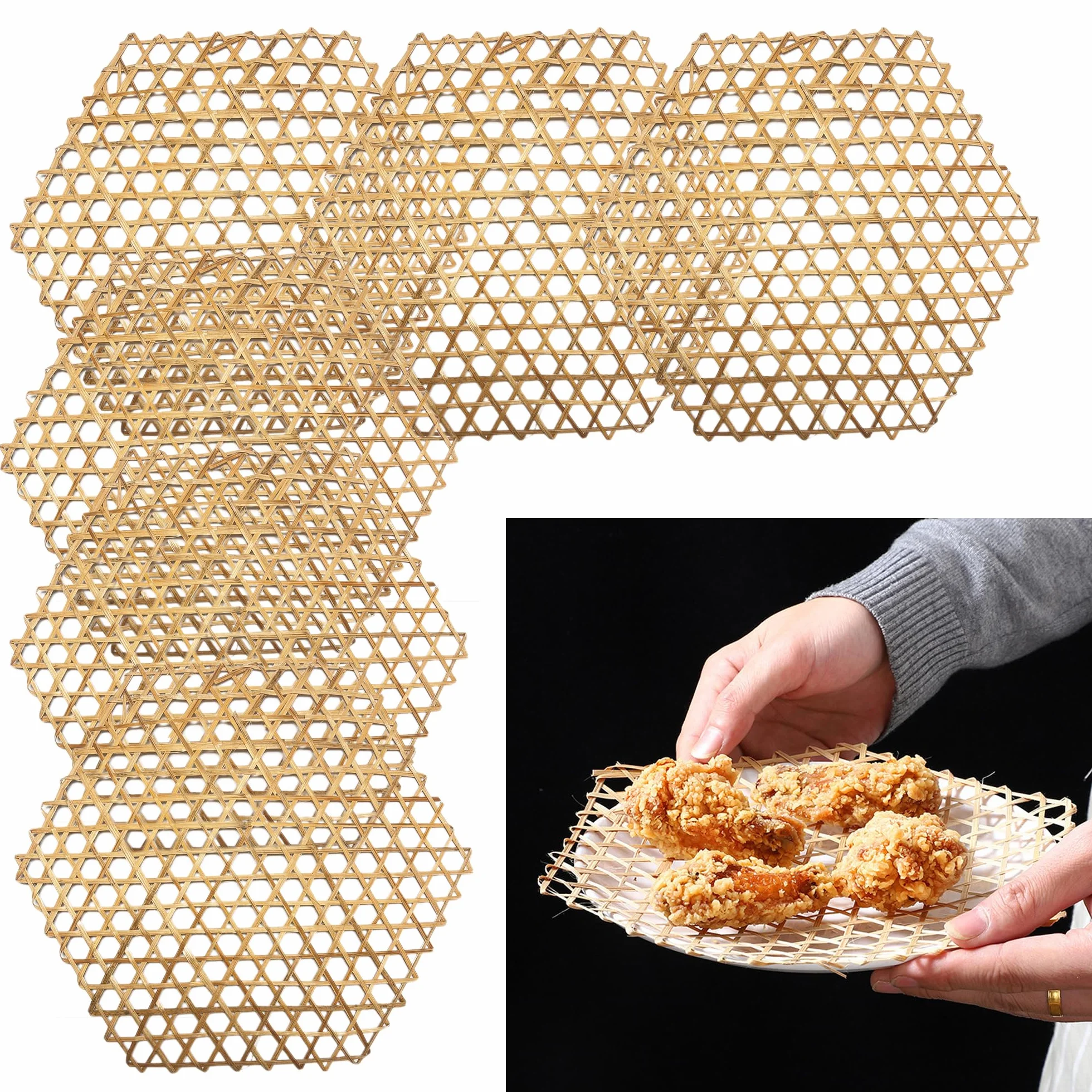 Bambú Vaporera Steamer Mat 6 Piezas Hexagonal Reutilizable Horno Cocinar