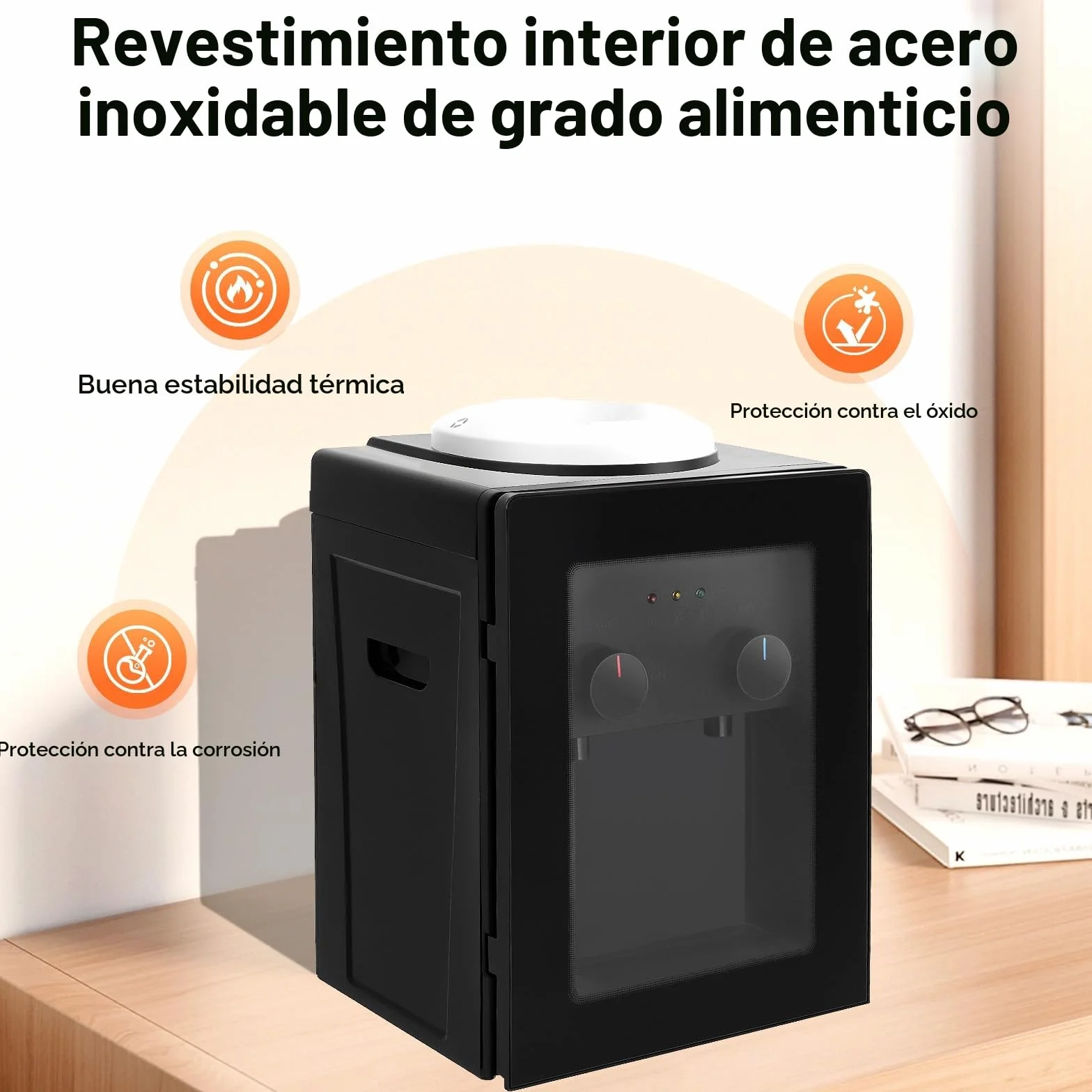 Dispensador de agua, dispensador de bebidas, agua fría y caliente, drenaje de agua con un solo clic, dispensador de agua de mesa, compatible con 3,5 l, 5 l, 10 l y cubo de agua de 18,9 l, 220 V, 50 Hz
