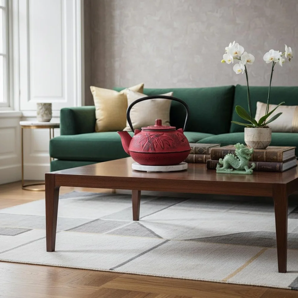 Tetera de Hierro Colado 0,6L - Estilo Oriental para Decoración