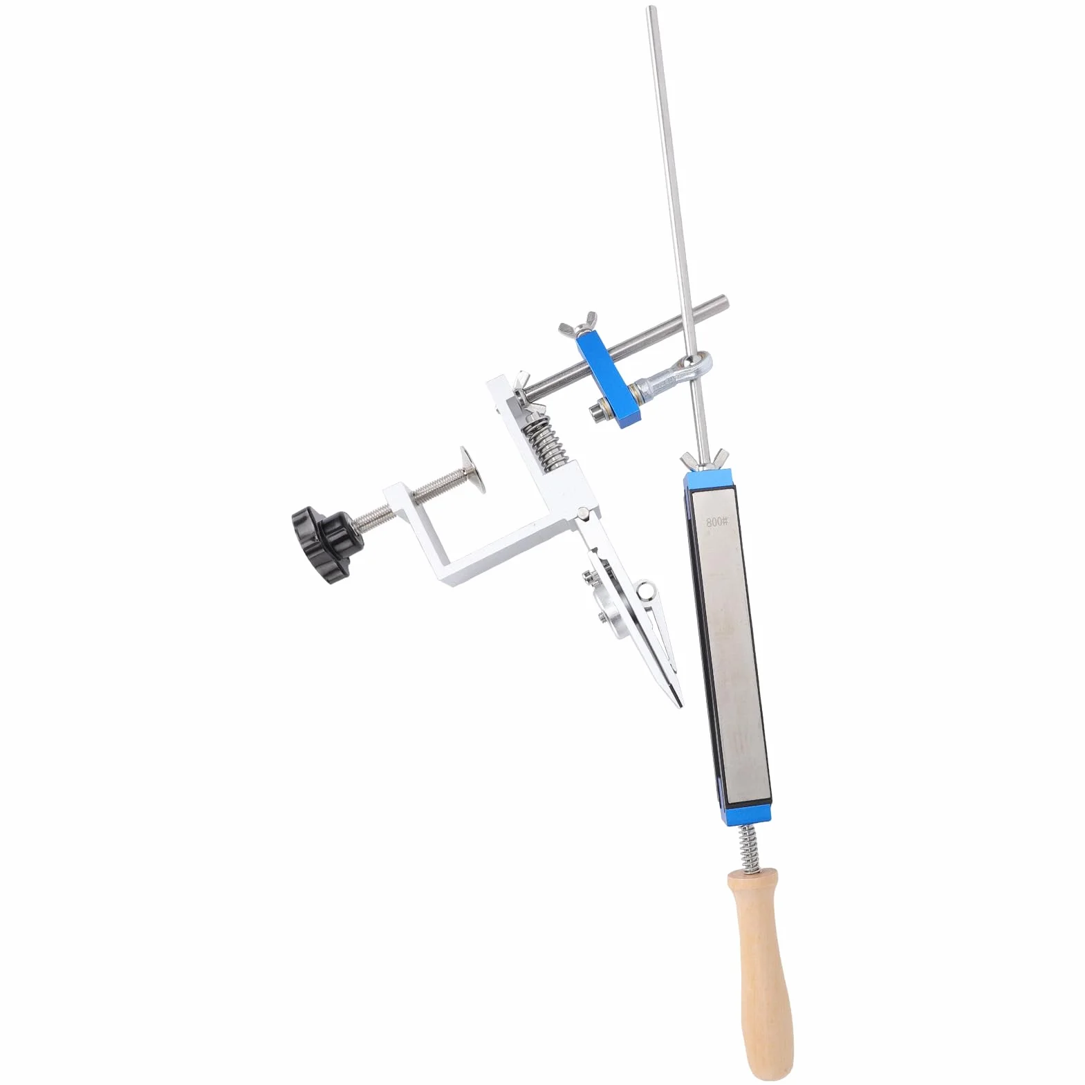 Fockety Afilador de Cuchillos, de Afilado de Cuchillos Guiado por Rotación de 360° con Piedras de Afilar de Diamante de Grano 150 400 800 2000, Kit de Afilado de (Con 4 piedras de afilar de diamante)