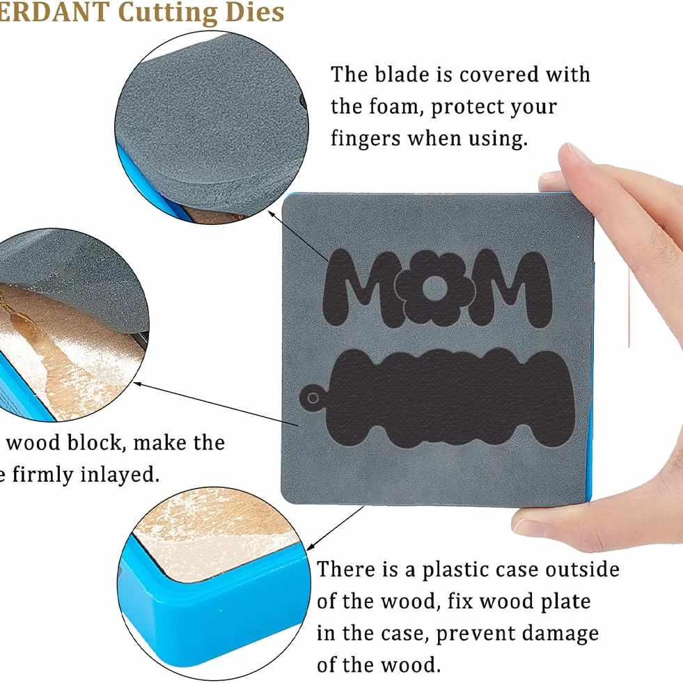Superdant Matriz de corte para scrapbooking "Mamá y flor", llavero decorativo de madera, matriz de corte para cuero, artesanía, fabricación de cuero
