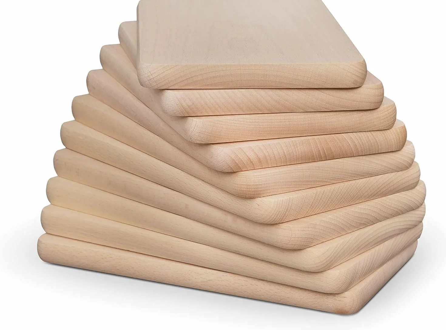 Juego de 50 tablas de desayuno de madera de haya natural sin tratar, tabla de cocina, utensilios de cocina, 24 x 14 x 1,5 cm, reversible, tabla de cortar